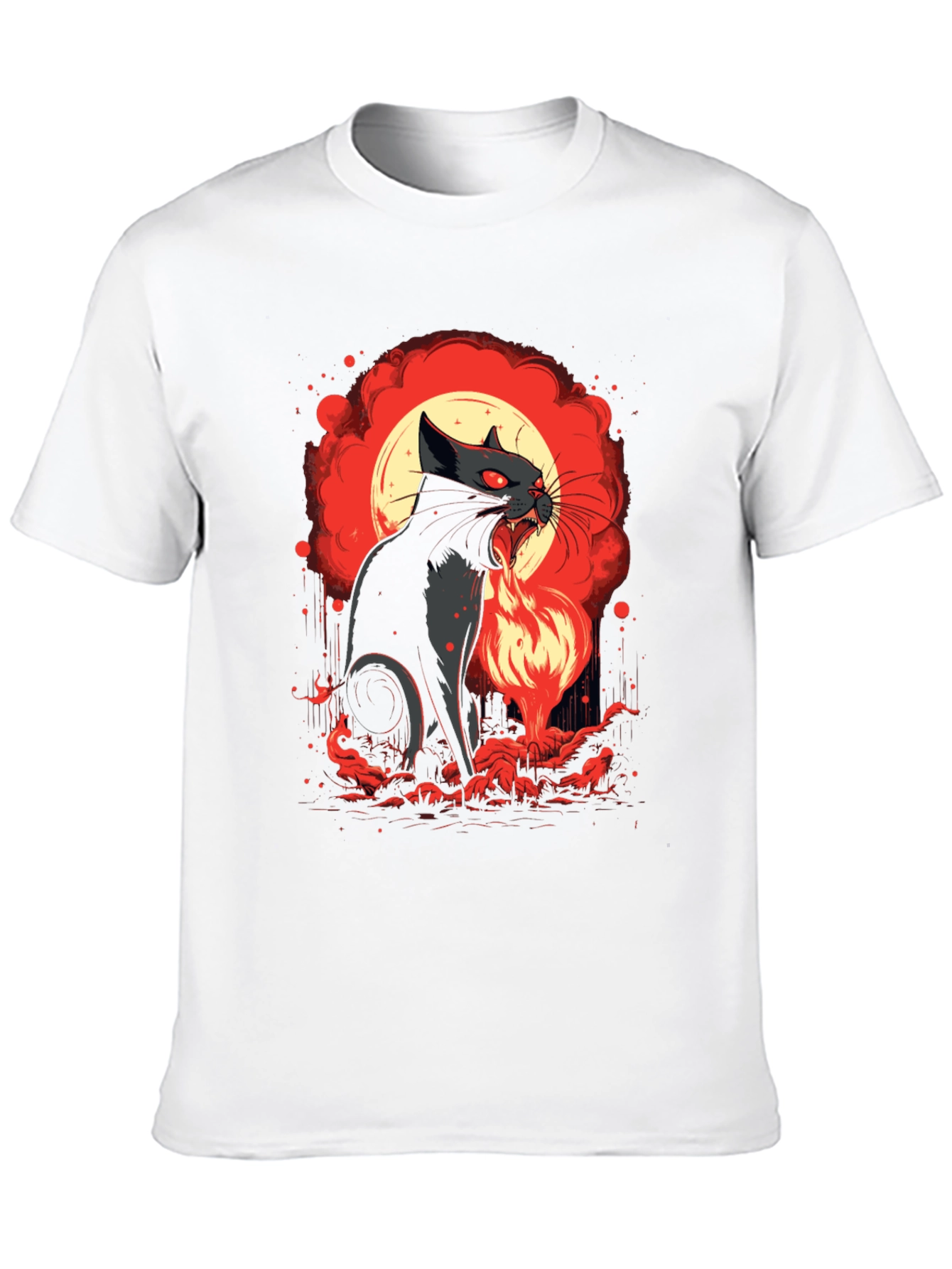 Black Fiery Feline T-Shirt - Black Cat Design view 10