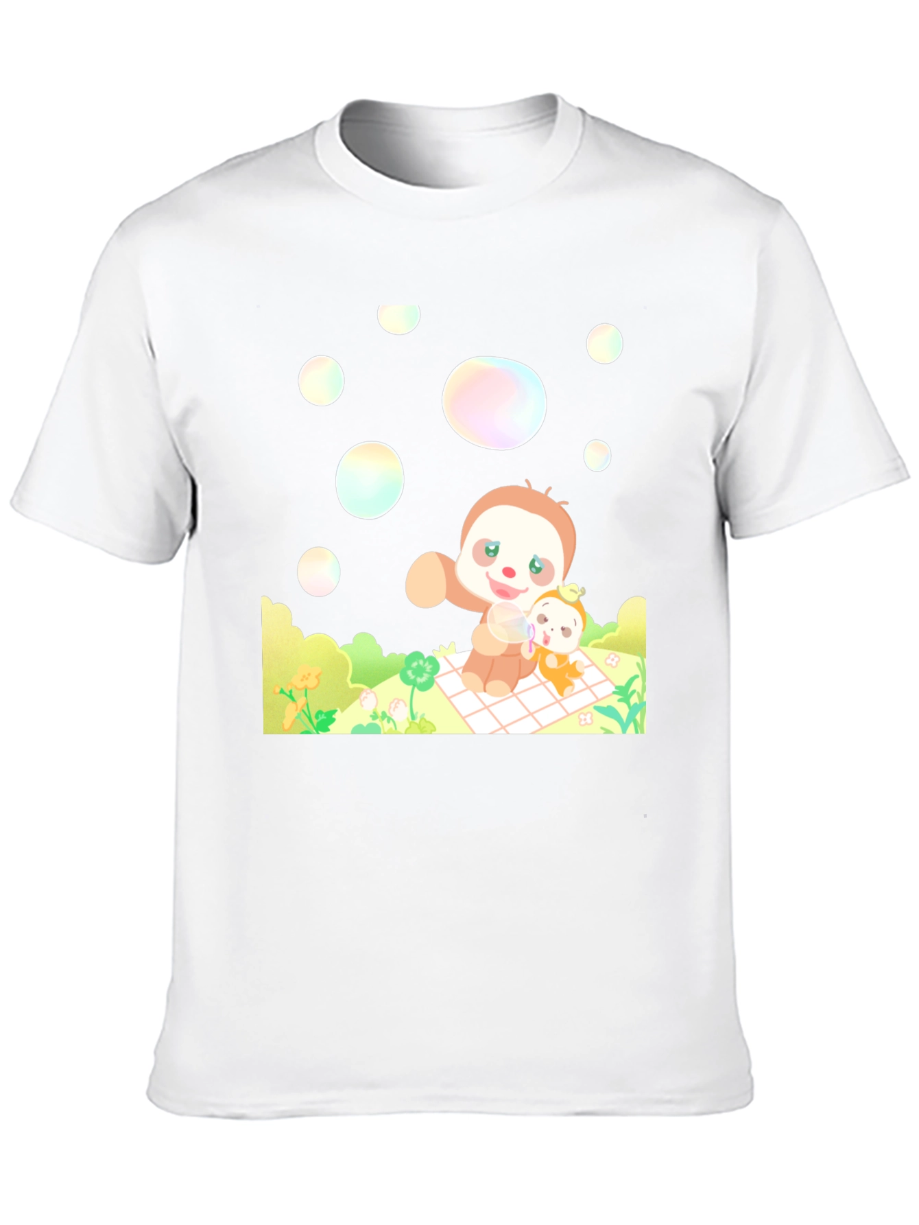Black Cute Sloth Picnic Black T-Shirt view 10