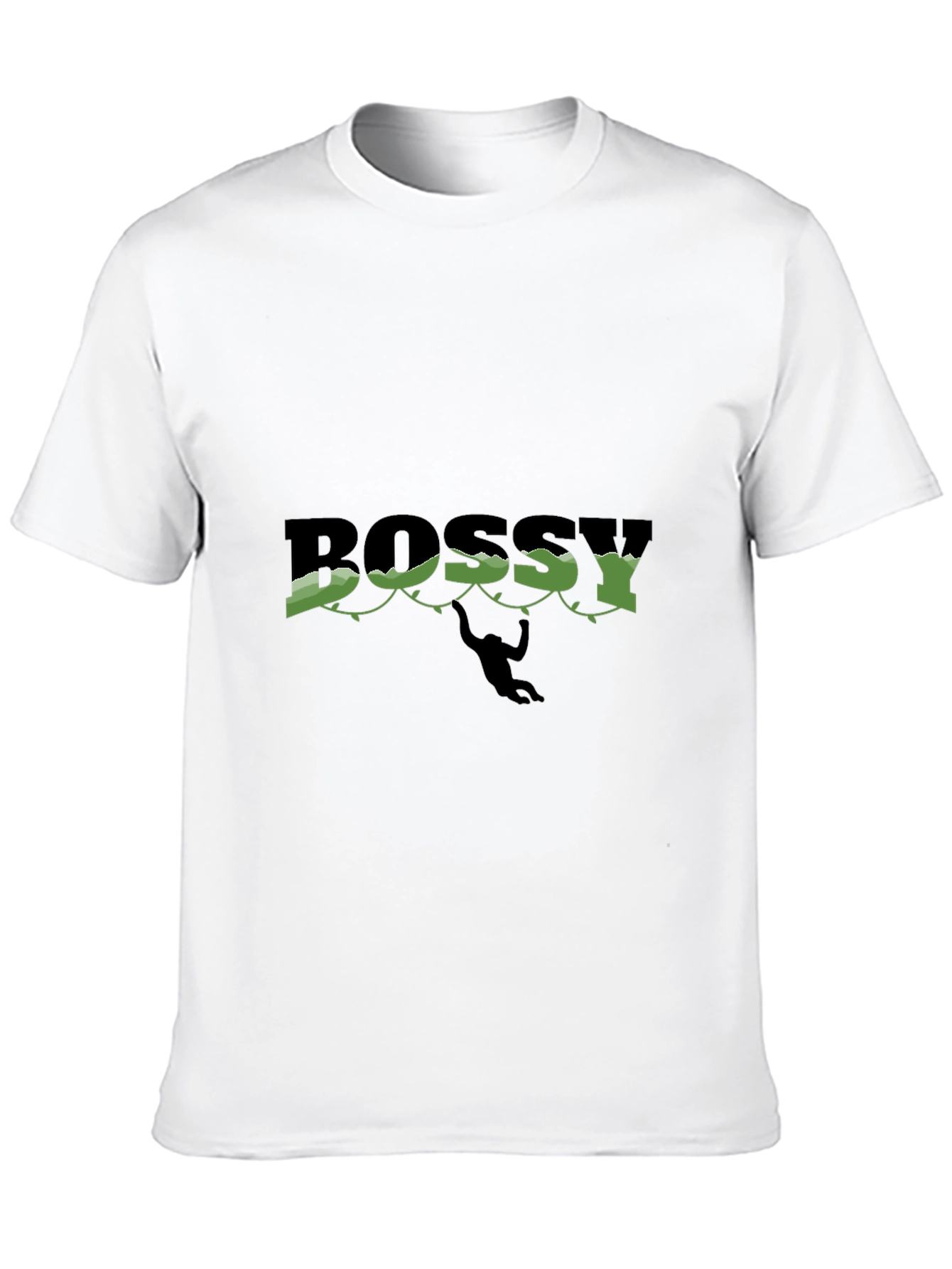 Black Bossy Monkey Graphic Tee - Black Crew Neck T-Shirt view 10