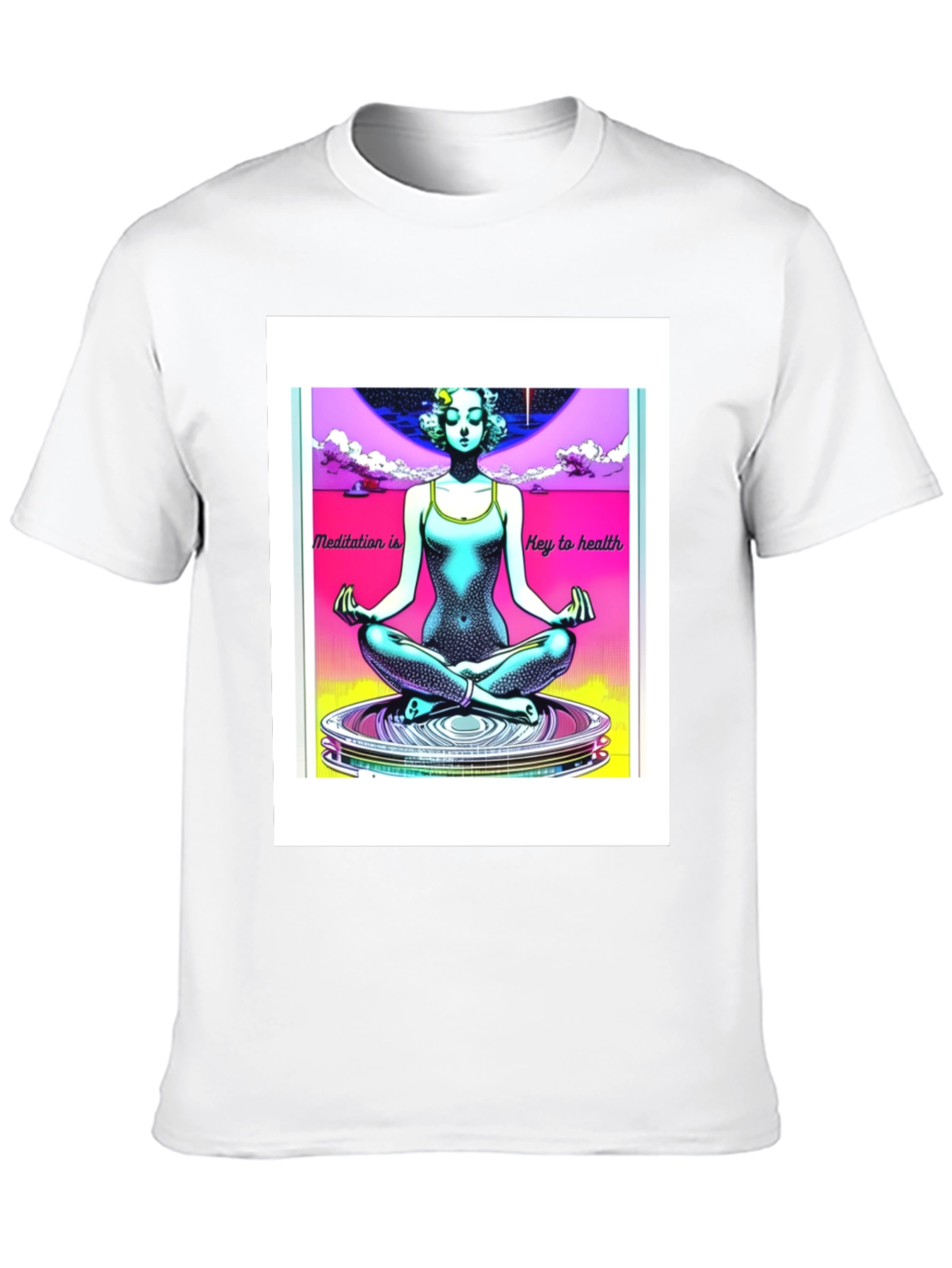 Black Meditation Key to Health Black T-Shirt view 10