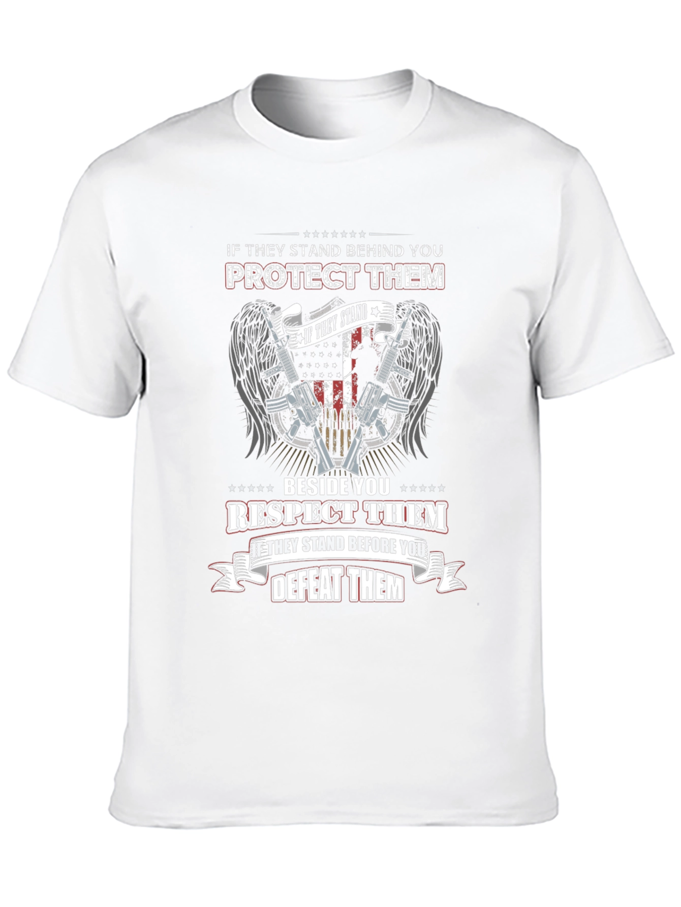 Black Patriotic "Protect/Respect/Defeat" Graphic T-Shirt view 10