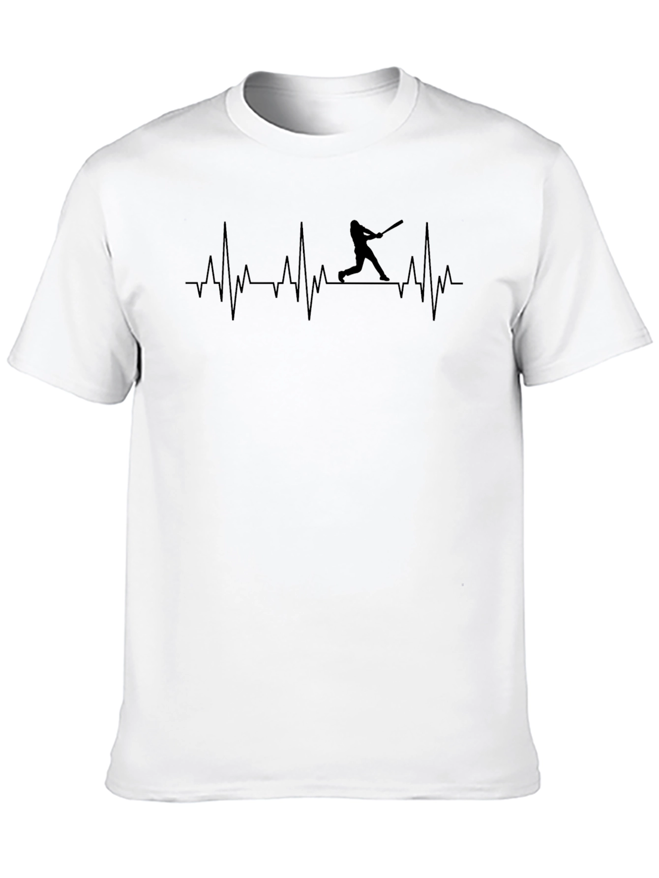 Black Baseball Heartbeat Graphic Tee - Black Cotton Comfort view 10