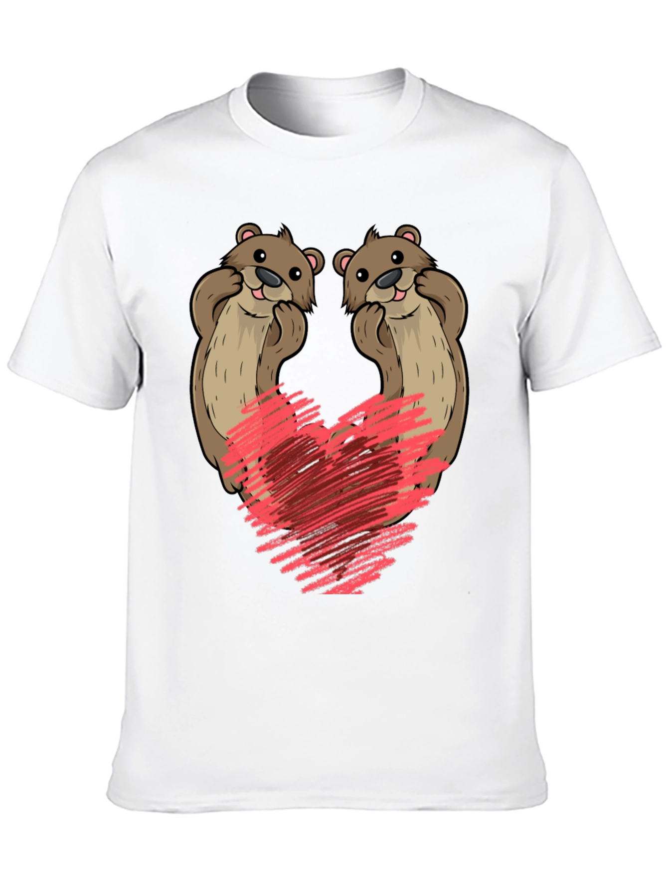 Black Cute Otter Heart T-Shirt view 10