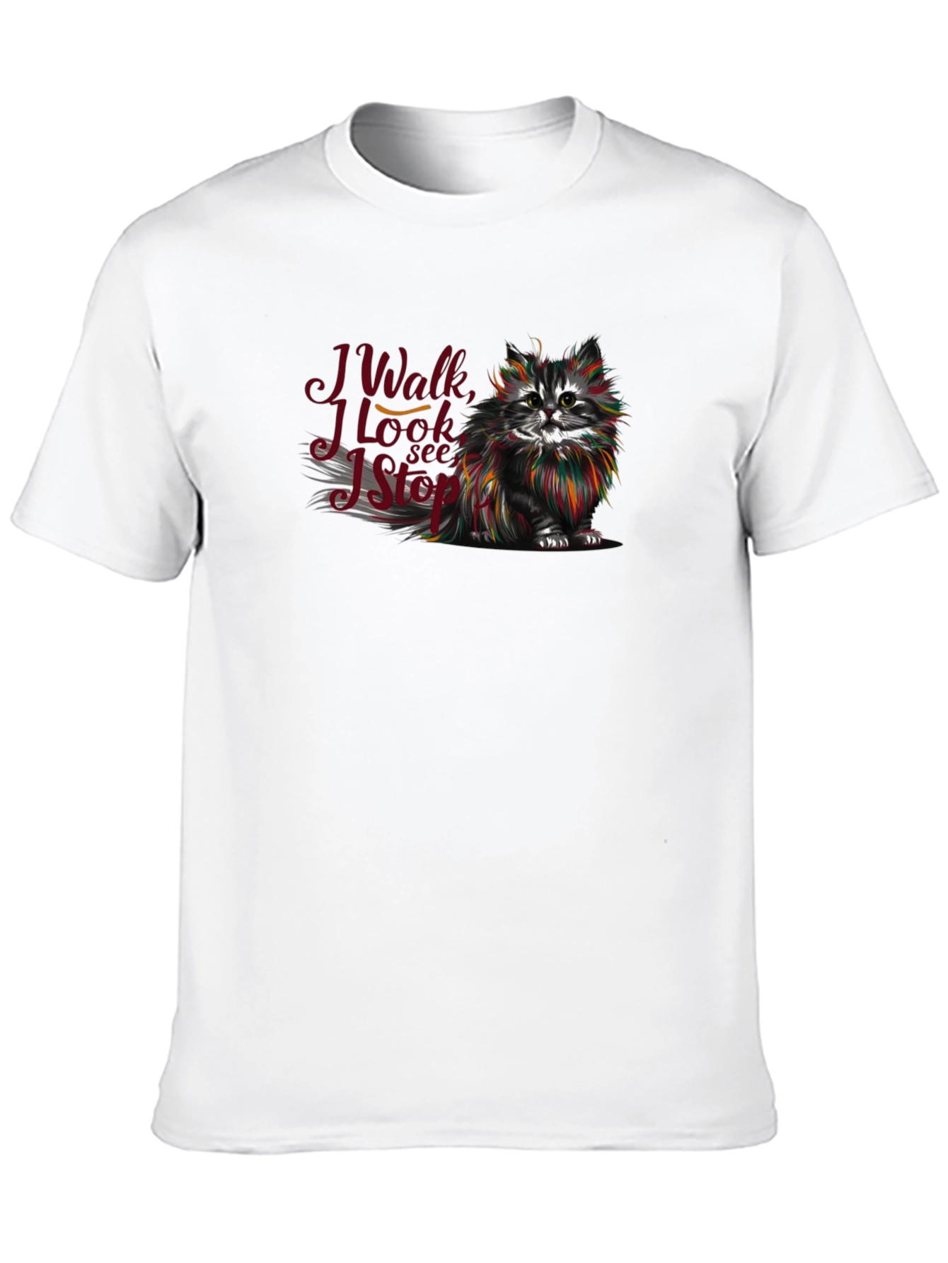 Black Cat Lover T-Shirt - I Walk I Look I See I Stop view 10