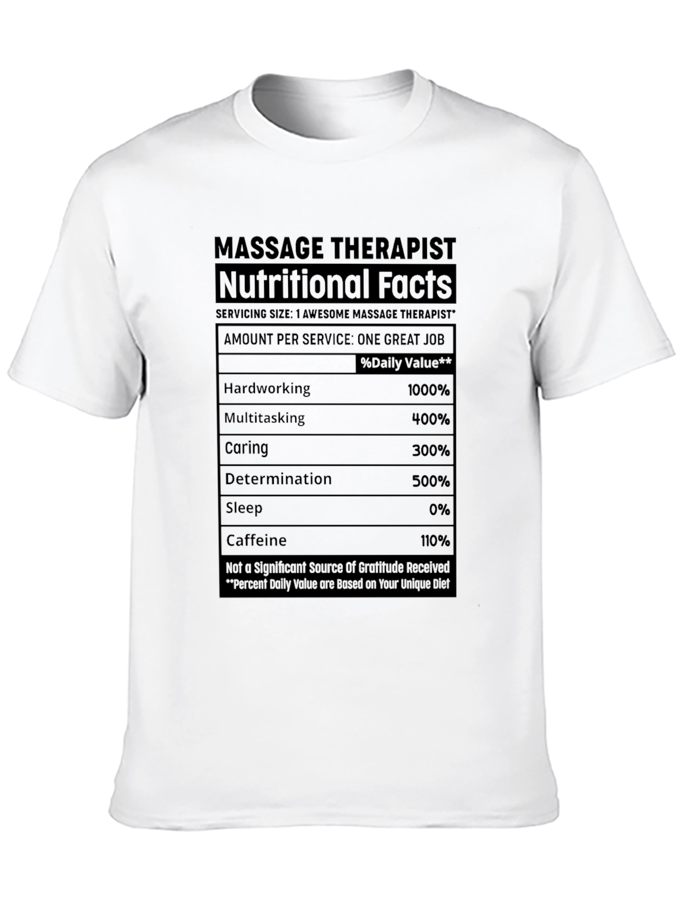Black Massage Therapist Nutritional Facts T-Shirt view 10