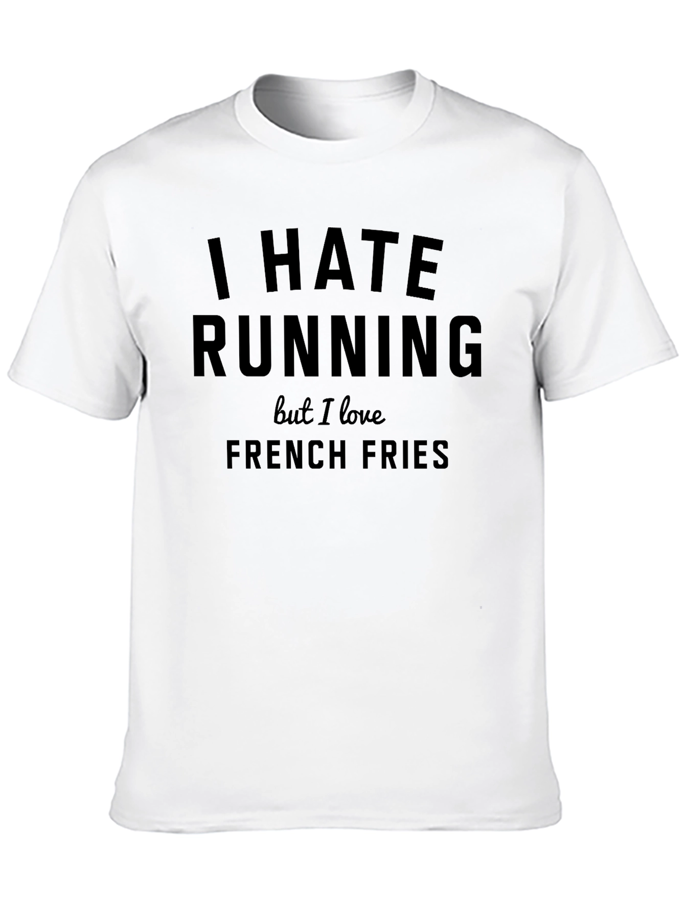 Black Funny I Hate Running French Fries Black T-Shirt view 10