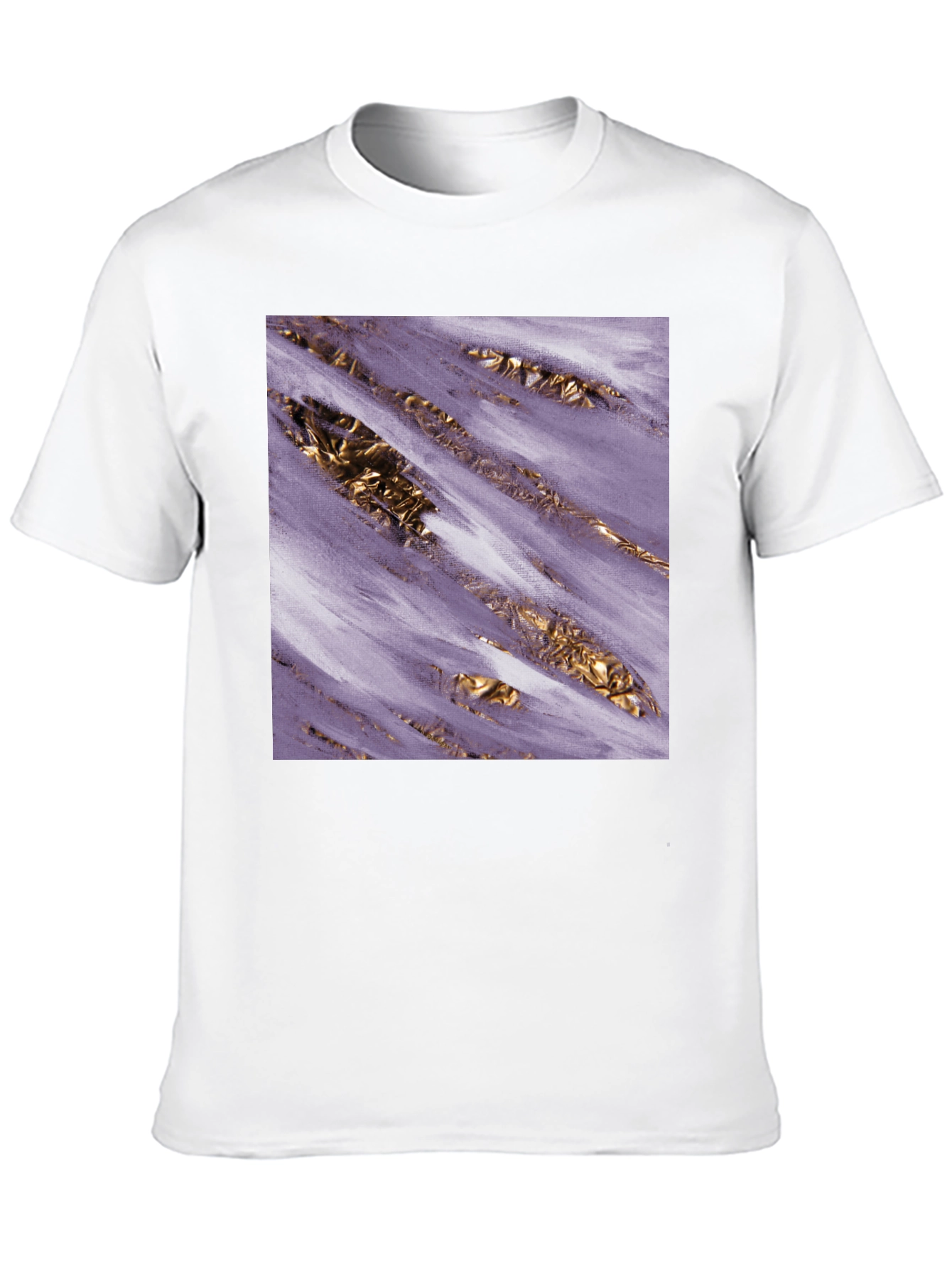 Black Abstract Gold & Purple Graphic Tee view 10