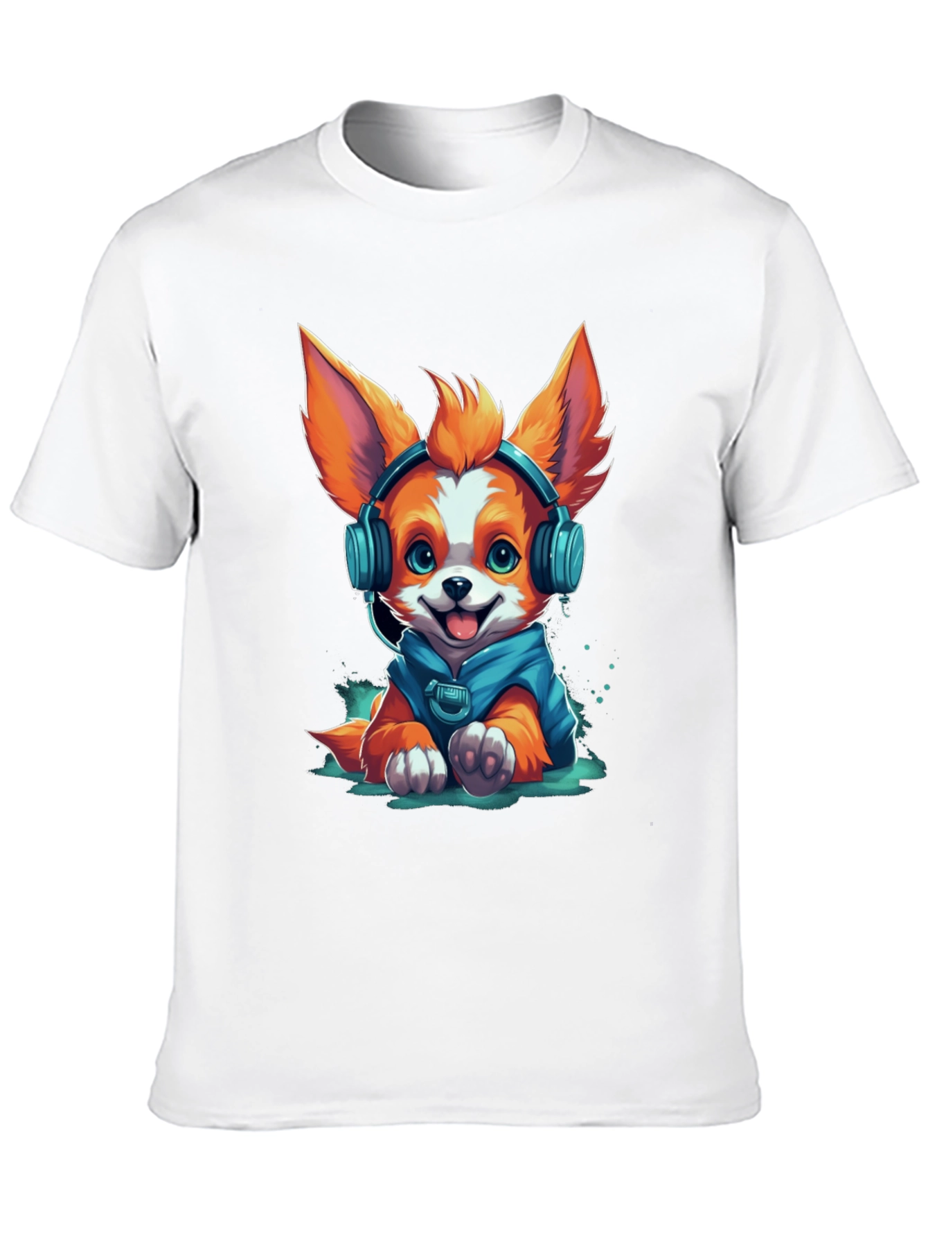 Black Dog in Headphones Graphic Tee view 10