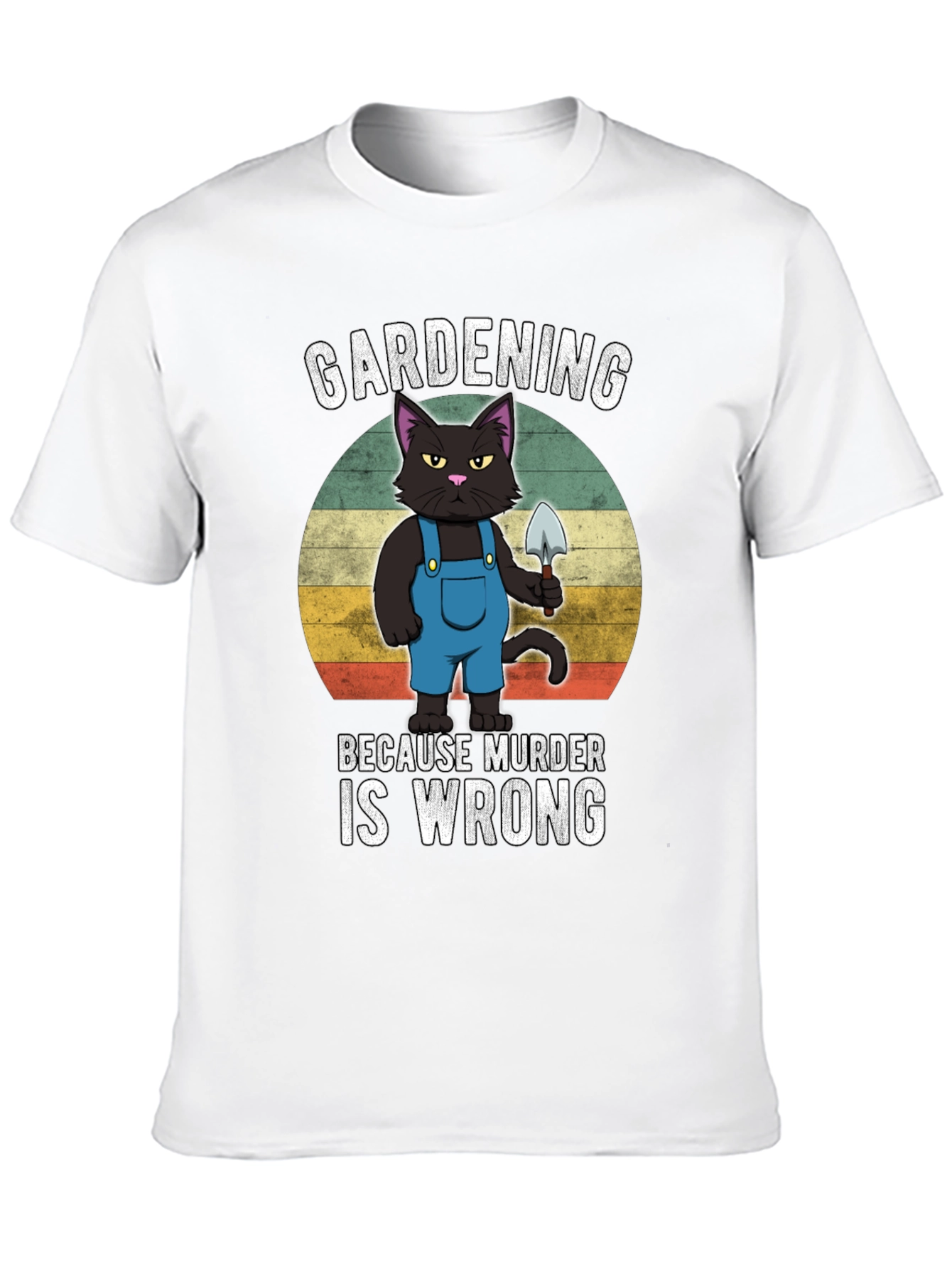 Black Gardening Cat T-Shirt - Murder Is Wrong view 10