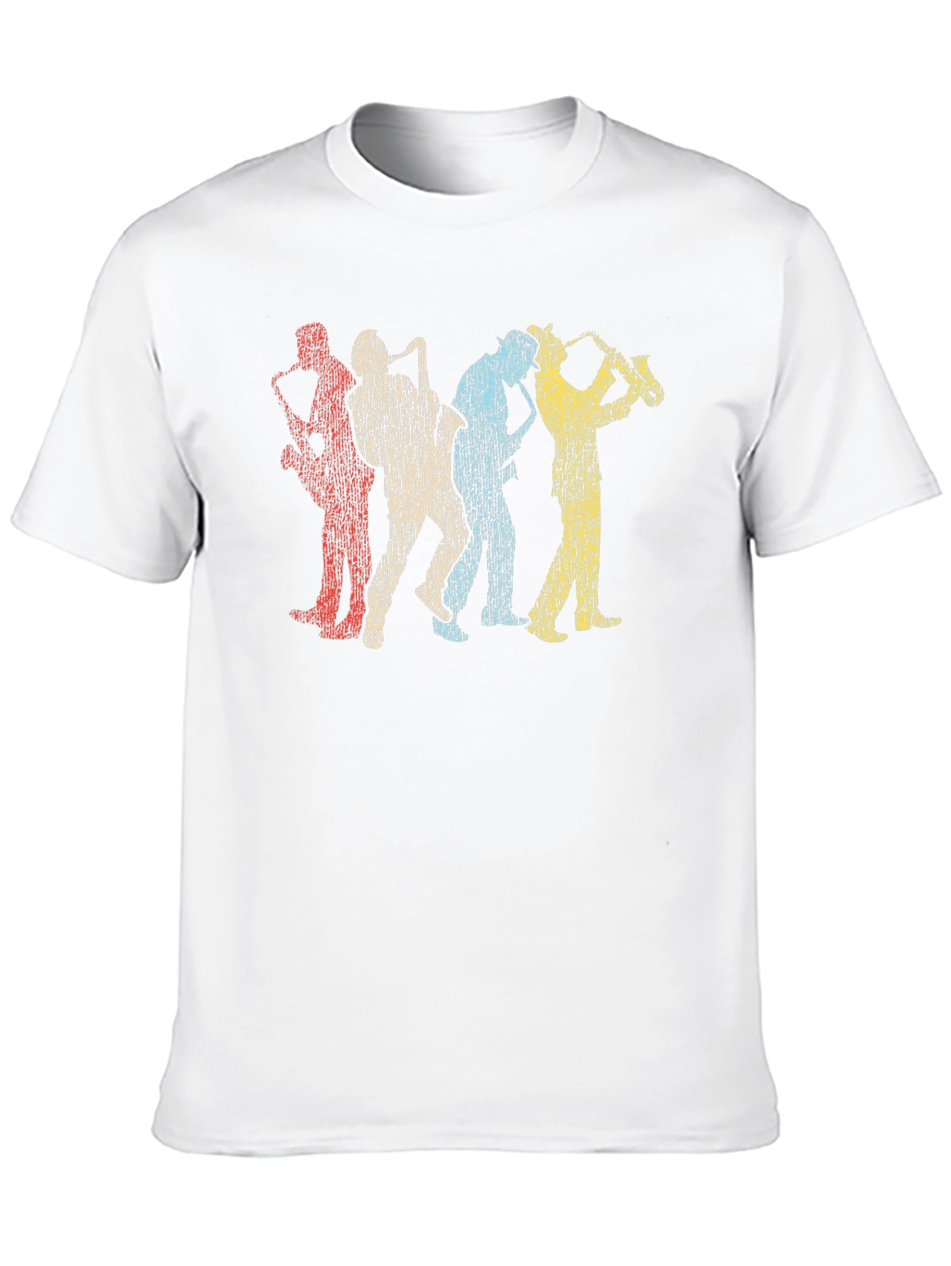 Black Retro Saxophone Player Black T-Shirt view 10