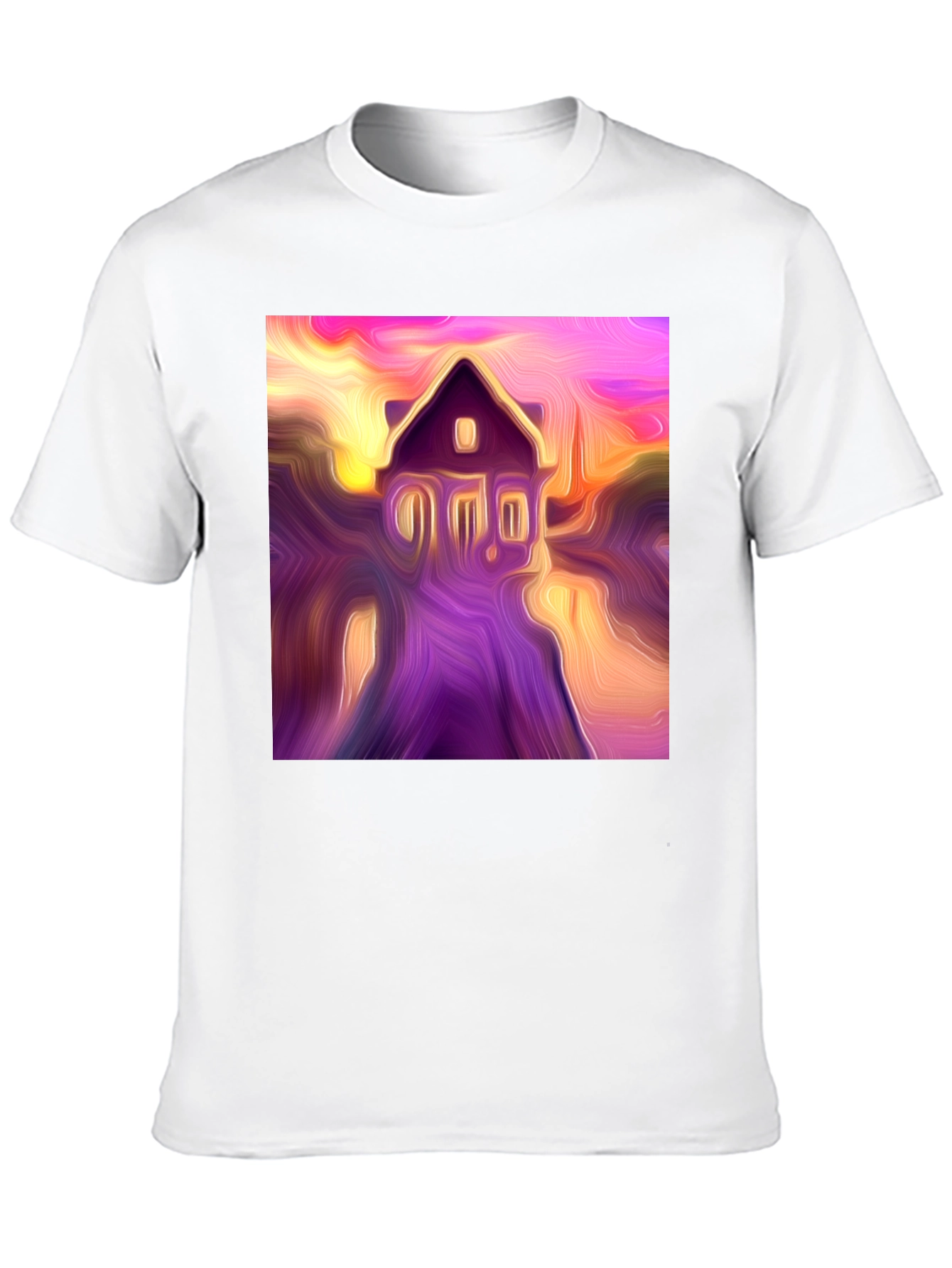 Black Abstract House Graphic Tee - Soft Black Cotton Shirt view 10