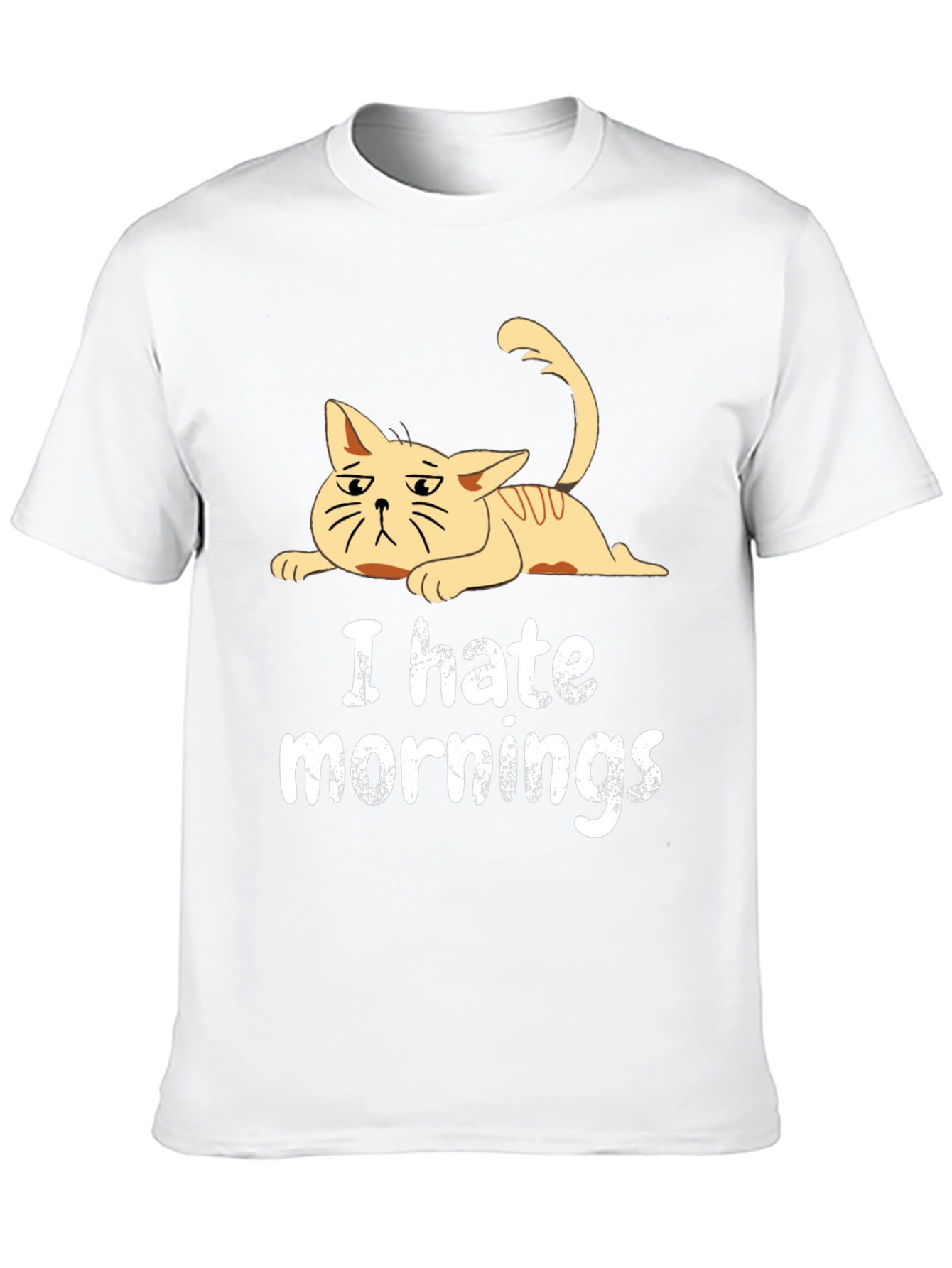 Black I Hate Mornings Cat T-Shirt - Black Cotton Tee view 10