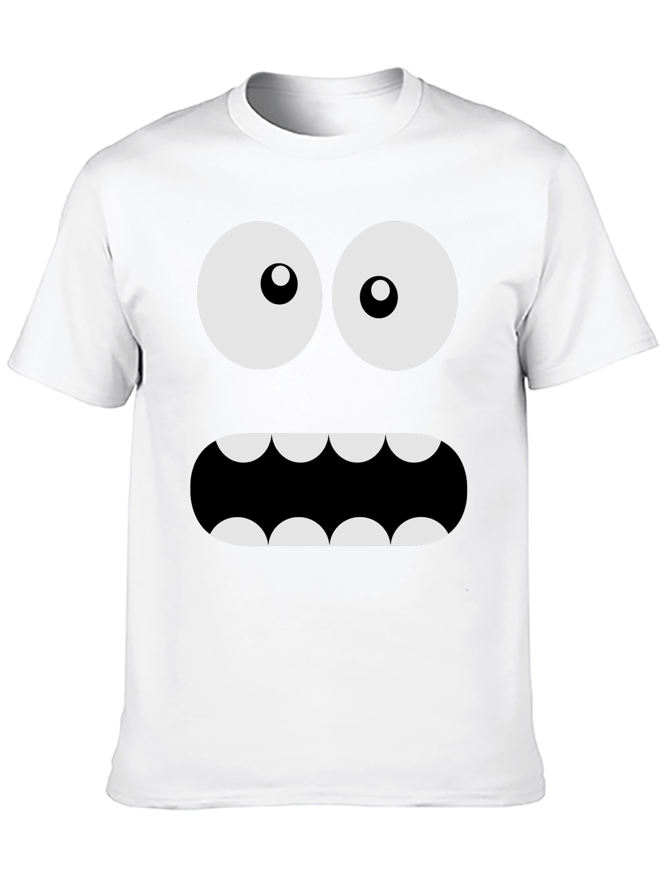 Black Funny Monster Face Graphic Tee - Black Crew Neck T-Shirt view 10