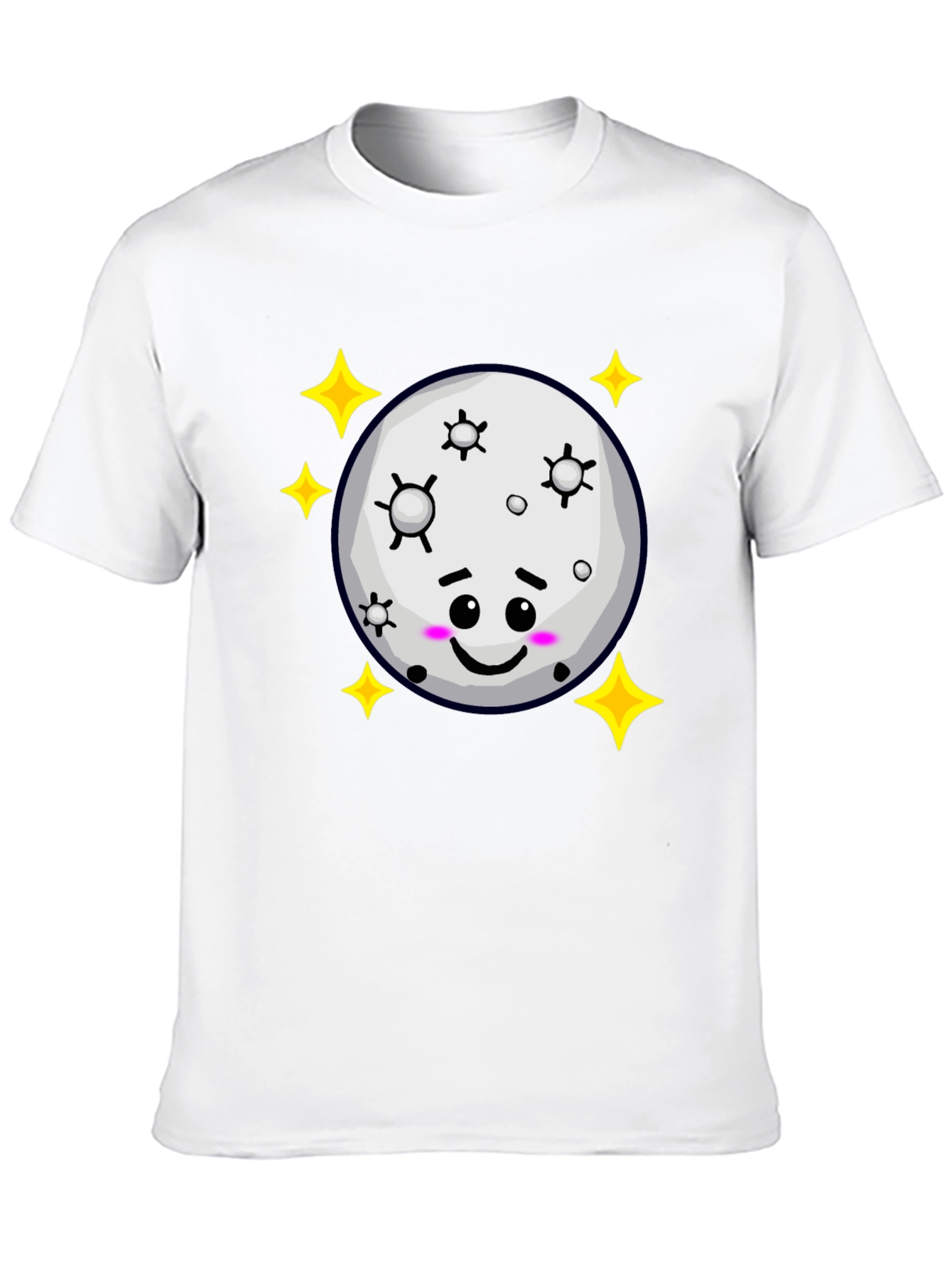 Black Cute Moon & Stars Black T-Shirt - Adorable Kawaii Design view 10