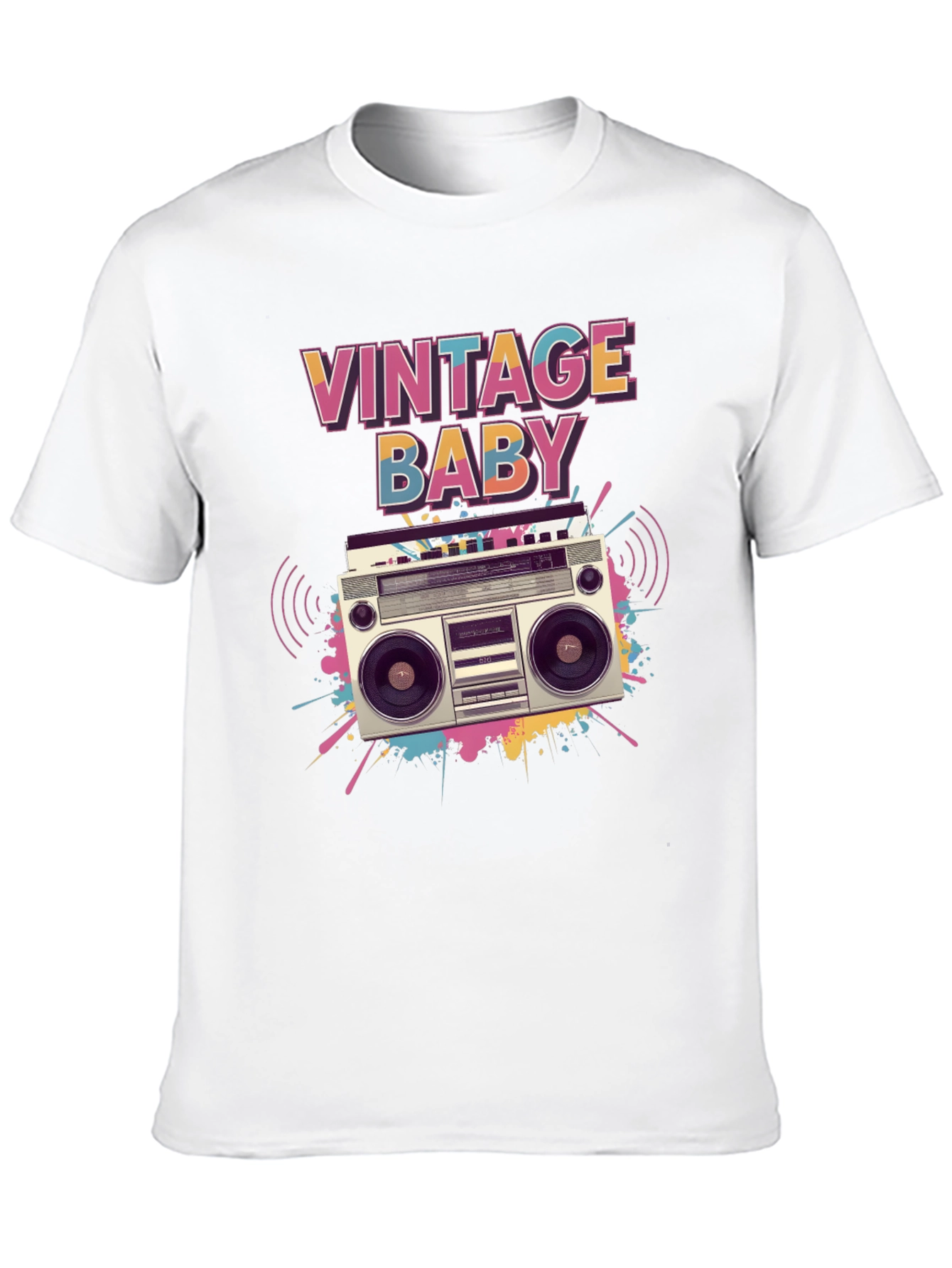 Black Vintage Baby Graphic Tee - Retro Boombox Design view 10
