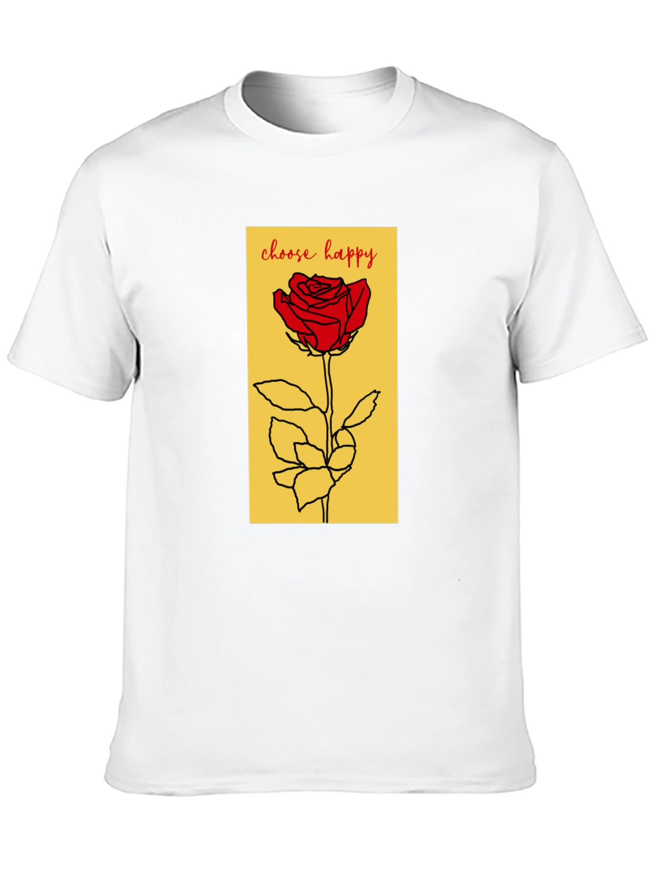 Black Choose Happy Rose Graphic Tee - Soft Black Cotton T-Shirt view 10