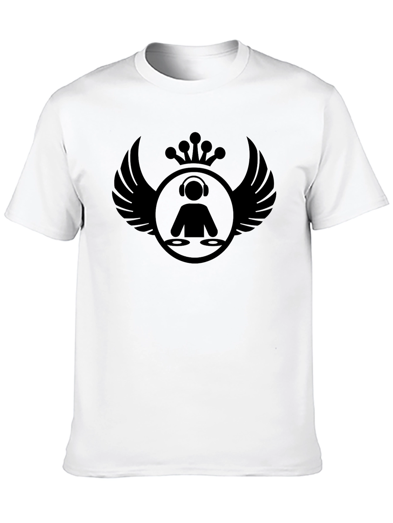 Black DJ Wings Graphic T-Shirt - Black Cotton Tee view 10