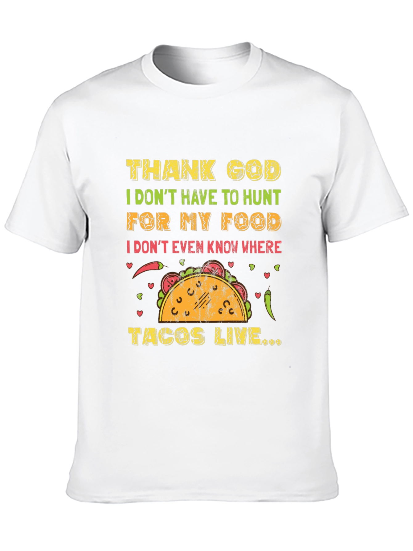 Black Funny Taco T-Shirt - Thank God I Don't Hunt for My Food Tee view 10