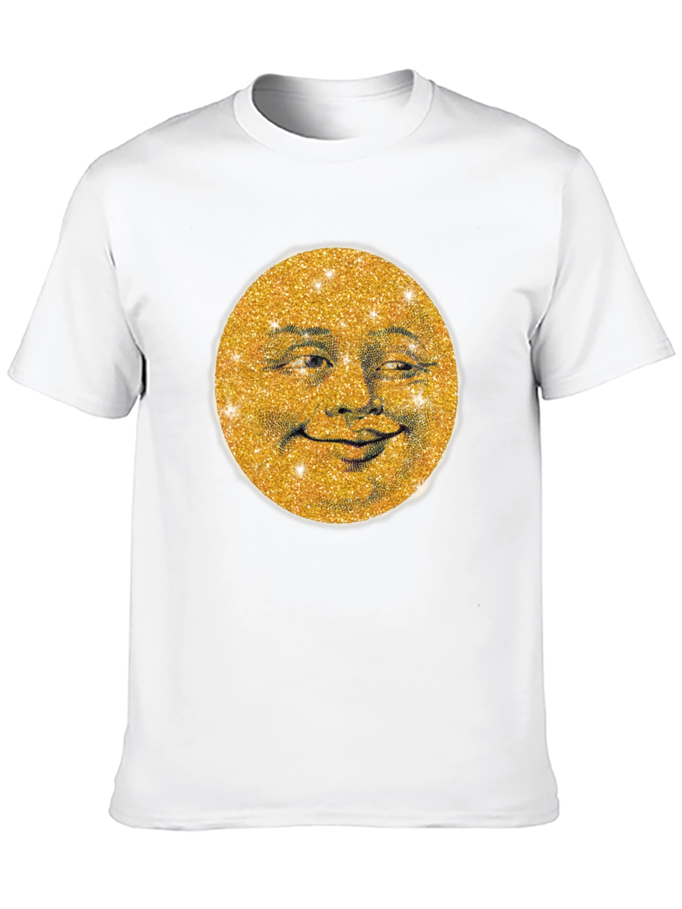 Black Golden Moon Face Graphic Tee - Stylish & Unique view 10