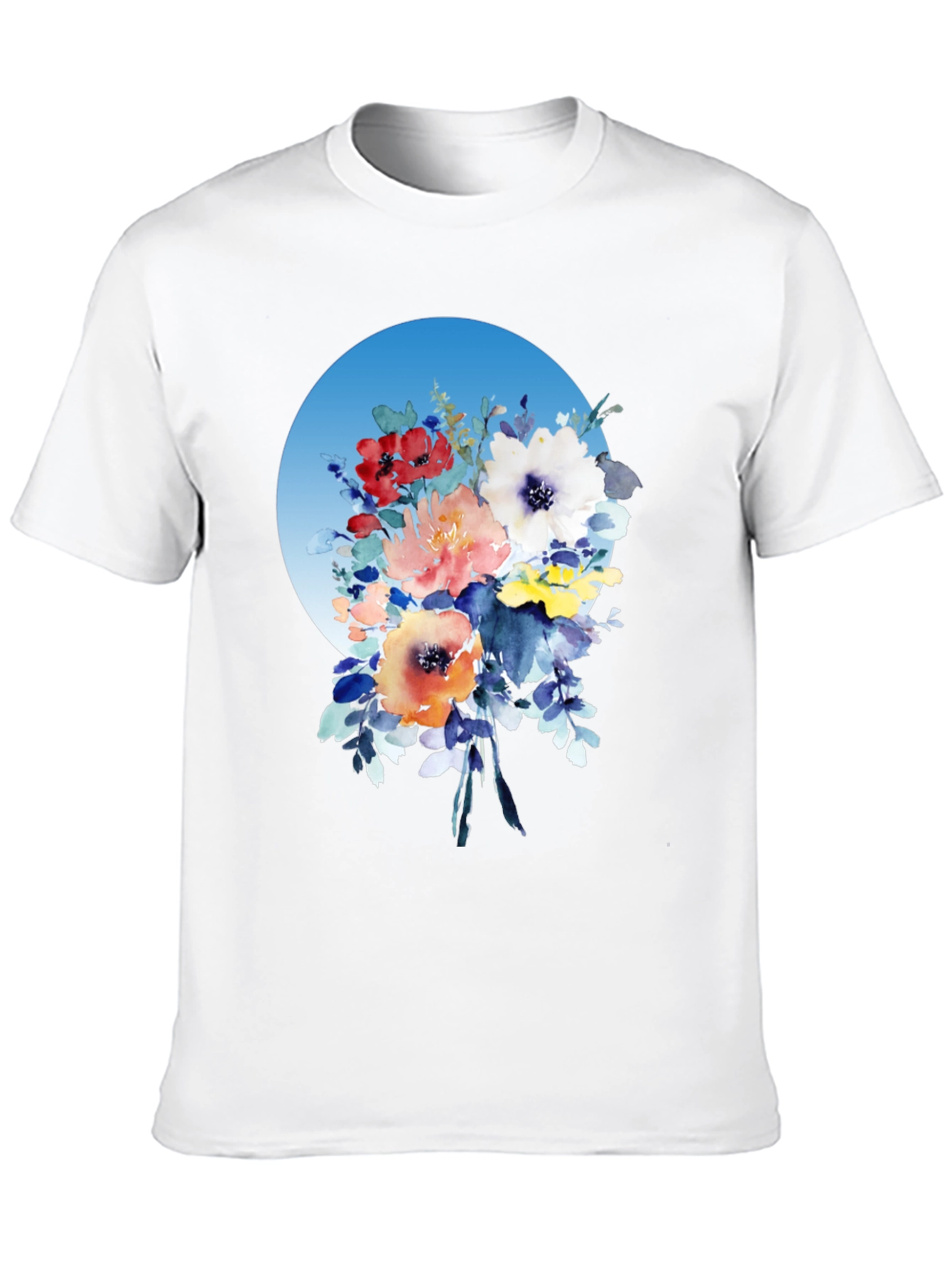 Black Floral Bouquet T-Shirt - Watercolor Design view 10