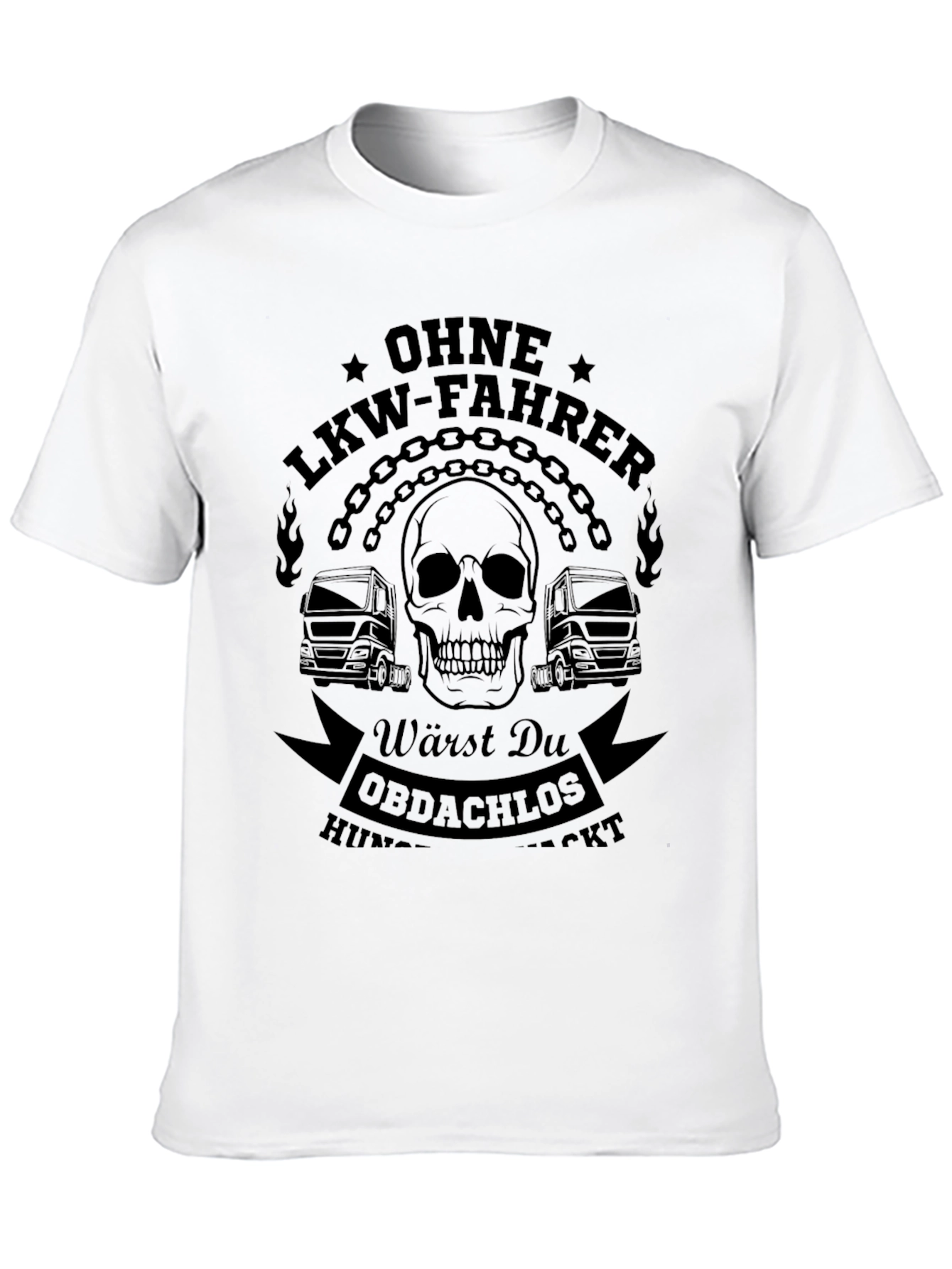 Black Trucker T-Shirt - Ohne LKW-Fahrer - Skull Chain Graphic Tee view 10