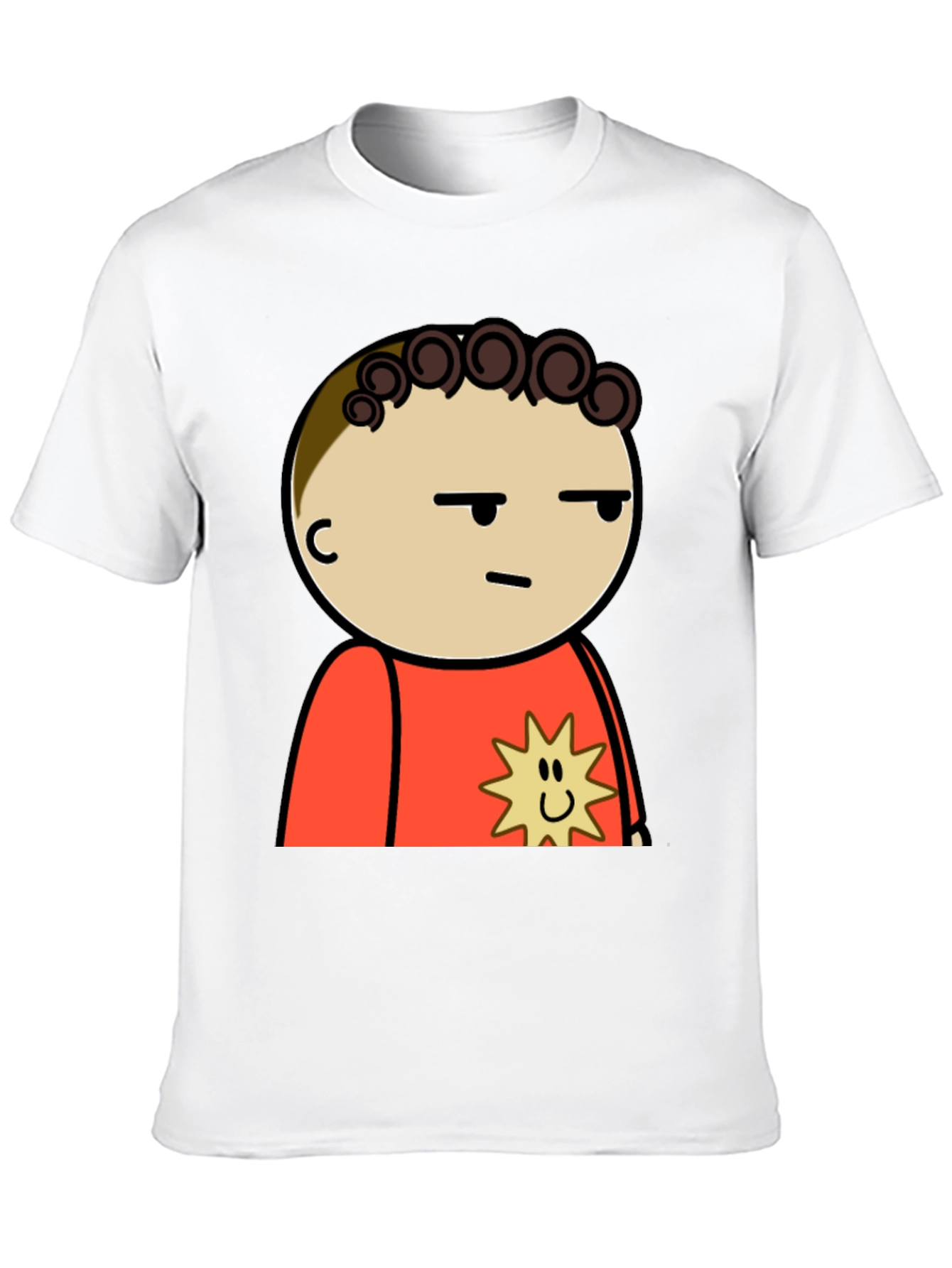 Black Funny Cartoon Character T-Shirt - Black Cotton Tee view 10