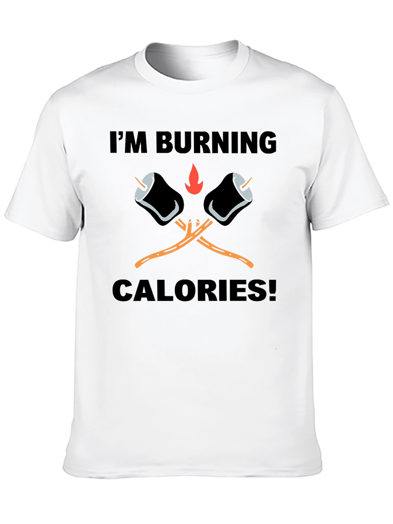 Black Burning Calories Marshmallow T-Shirt view 10