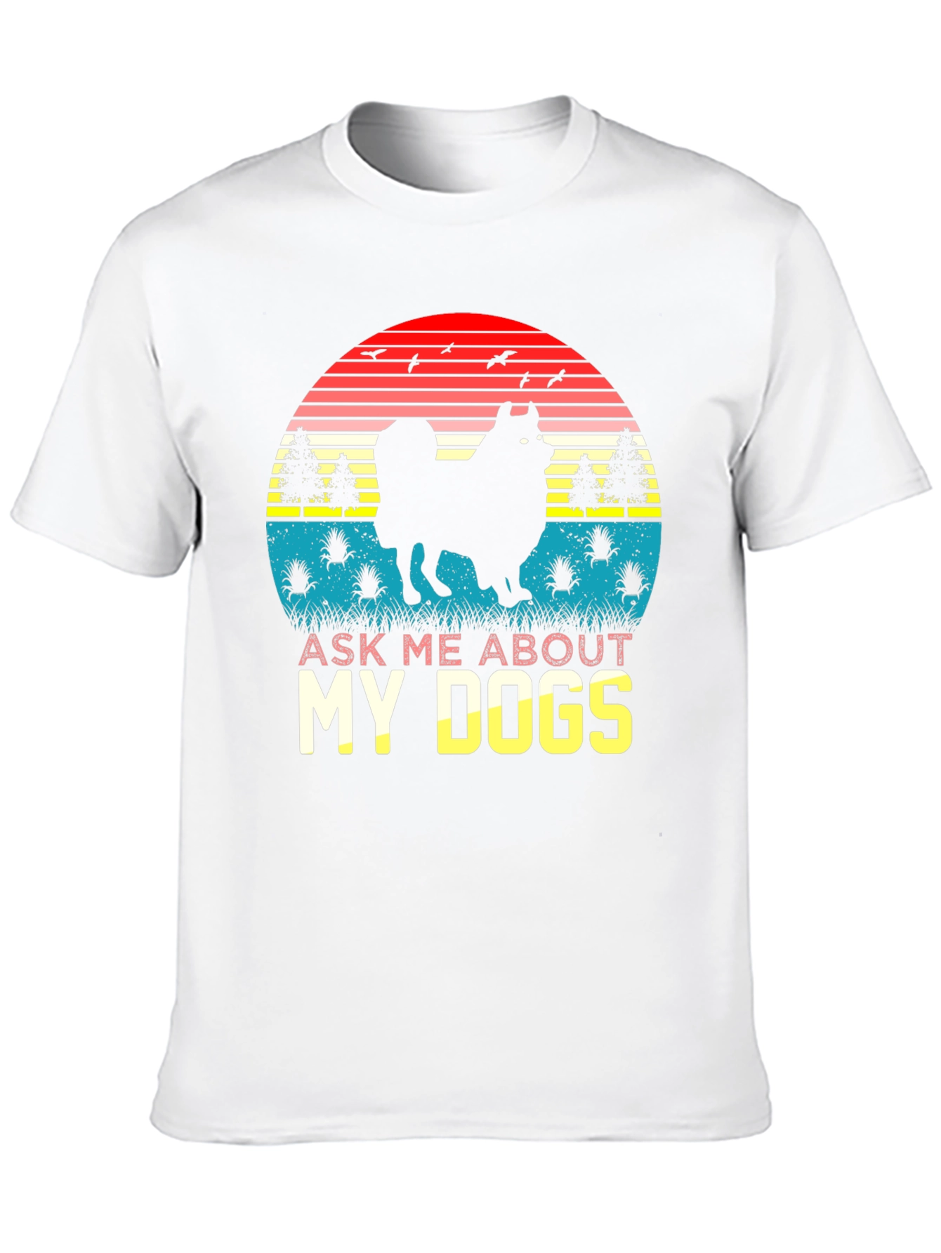Black Dog Lover T-Shirt: Ask Me About My Dogs Retro Sunset Tee view 10