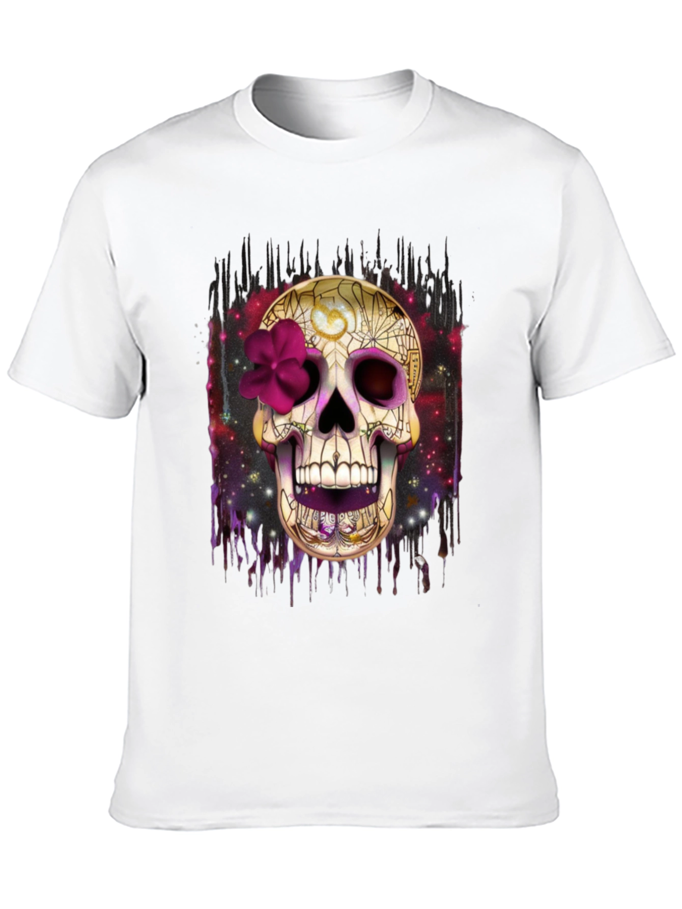 Black Skull Graphic Tee - Dia de los Muertos Style view 10