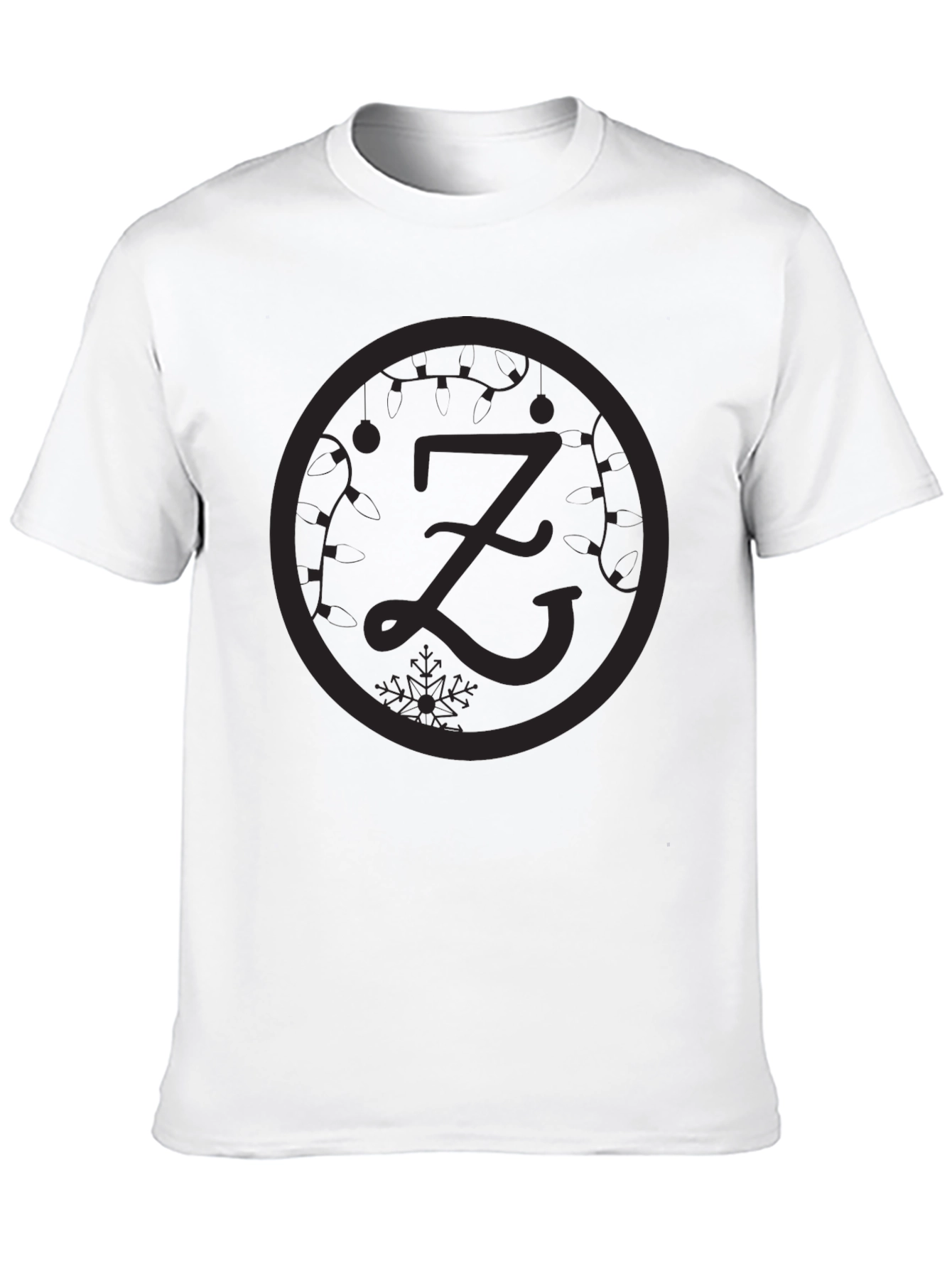 Black Black Graphic Tee - Z Letter Festive Design view 10