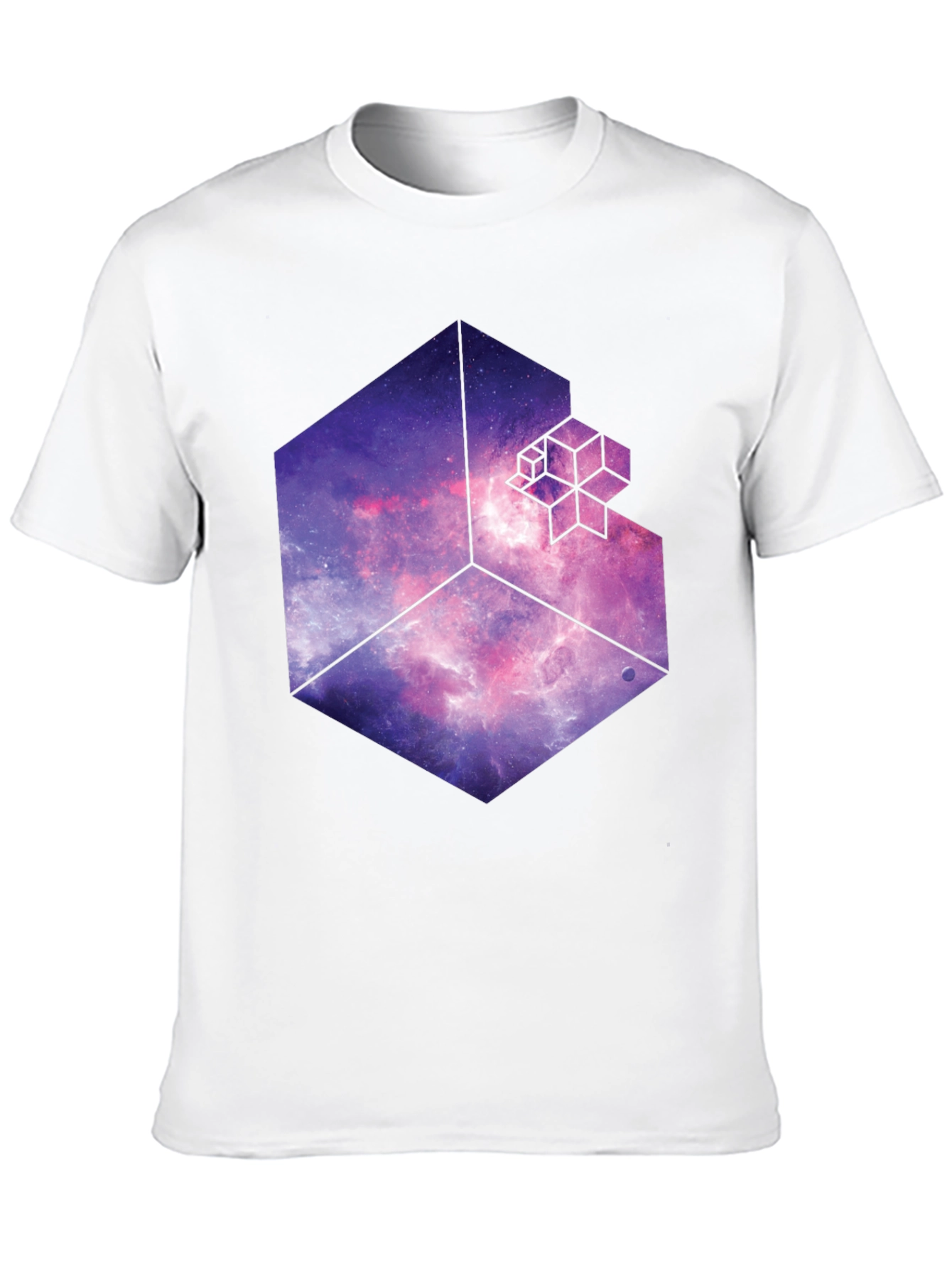 Black Cosmic Cube Black T-Shirt - Galaxy Fractal Design view 10
