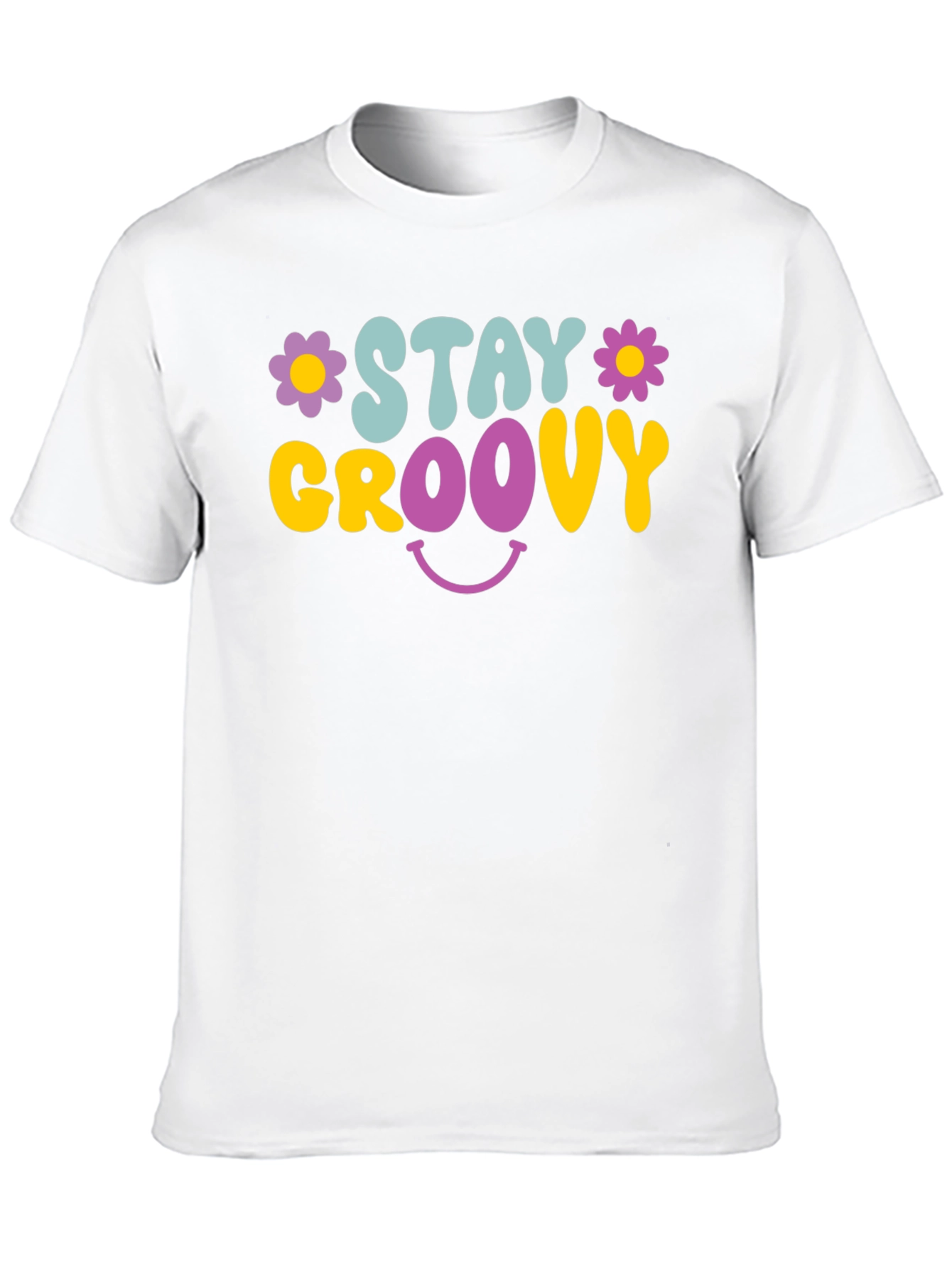 Black Stay Groovy Graphic Tee - Retro Smiley Face T-Shirt view 10