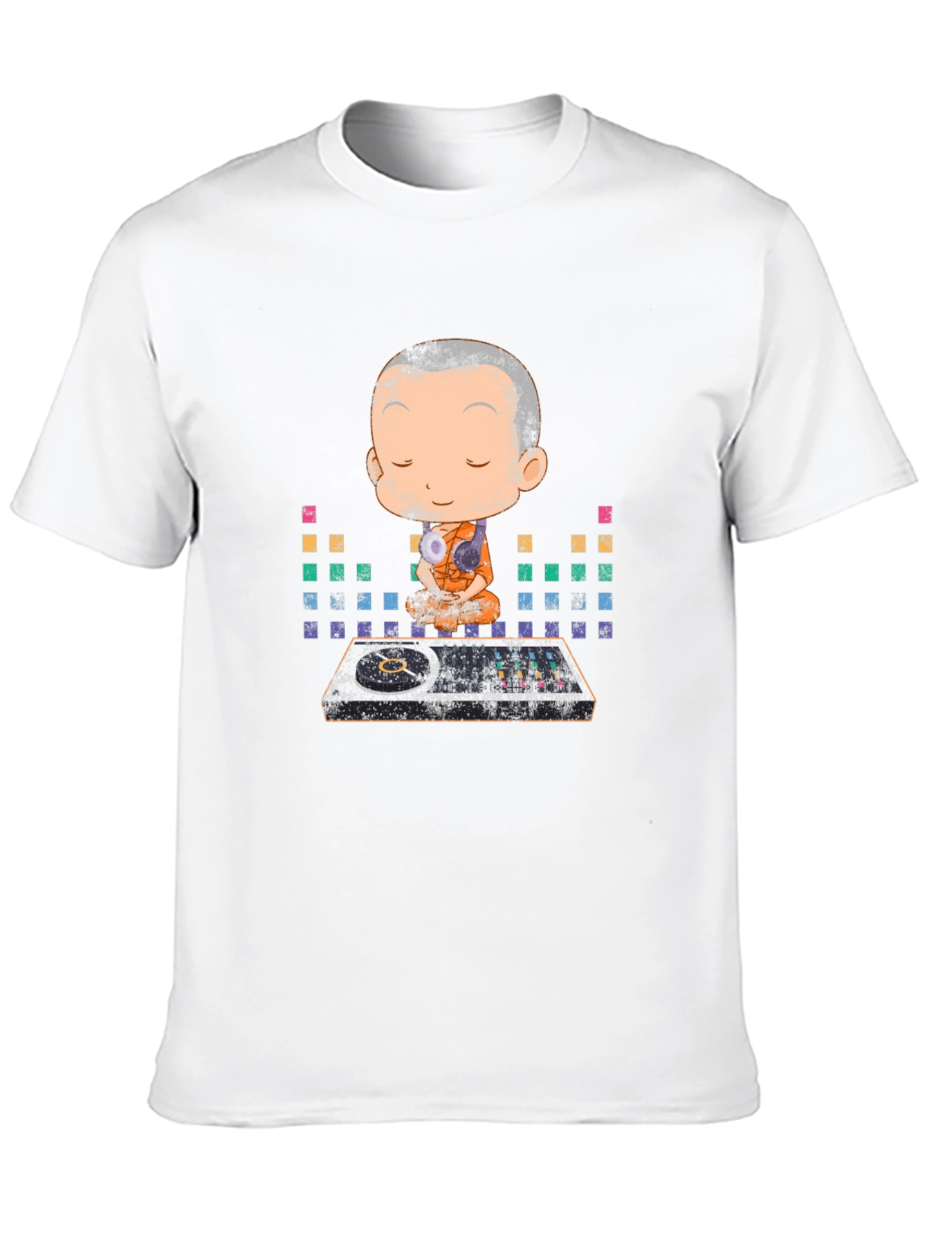 Black Zen DJ Monk Graphic T-Shirt - Meditation & Music view 10
