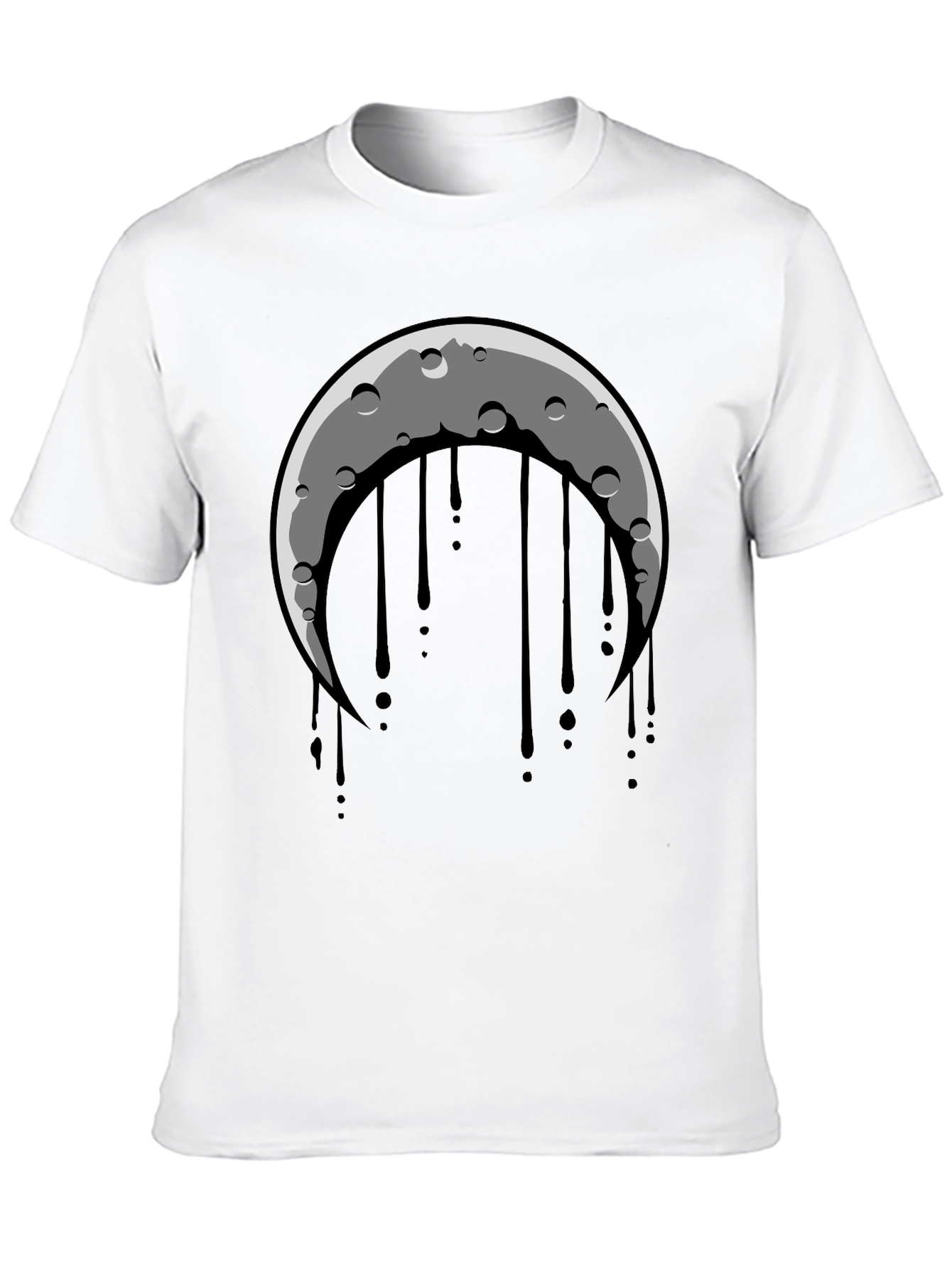 Black Crescent Moon Dripping Graphic Tee - Black view 10
