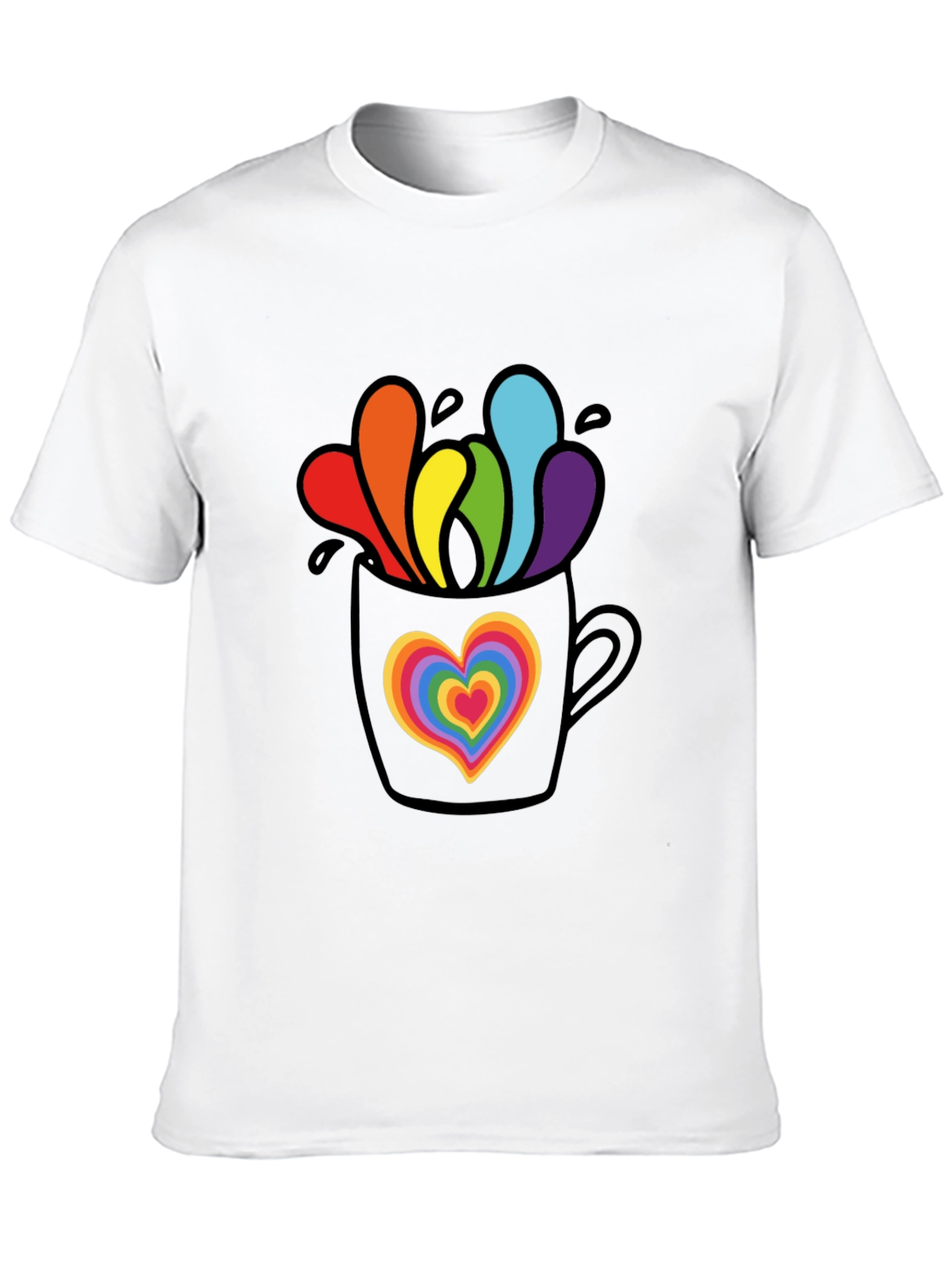 Black Rainbow Heart Mug Graphic Tee view 10