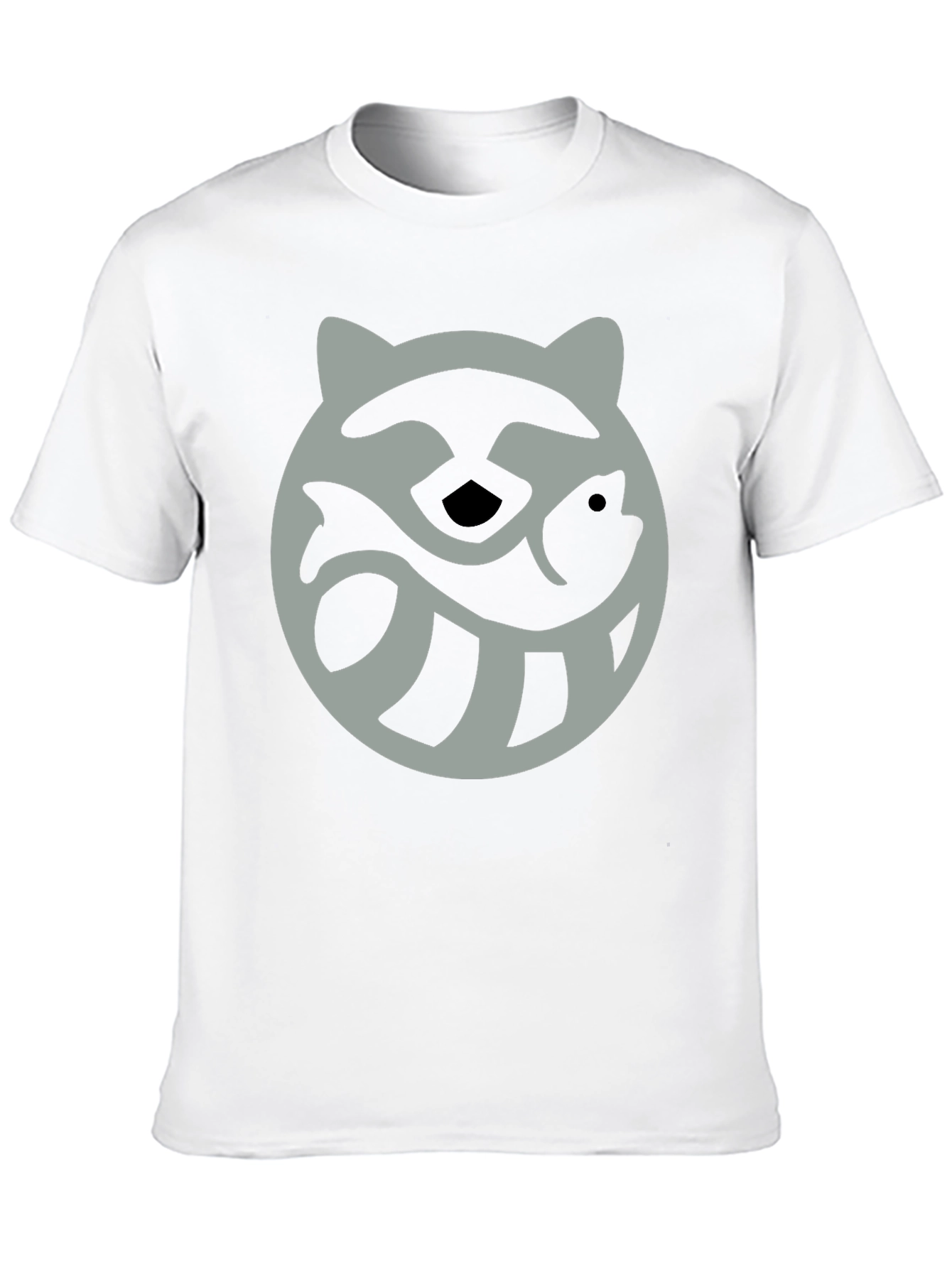 Black Raccoon & Fish Graphic Tee - Black Cotton Blend Casual Shirt view 10