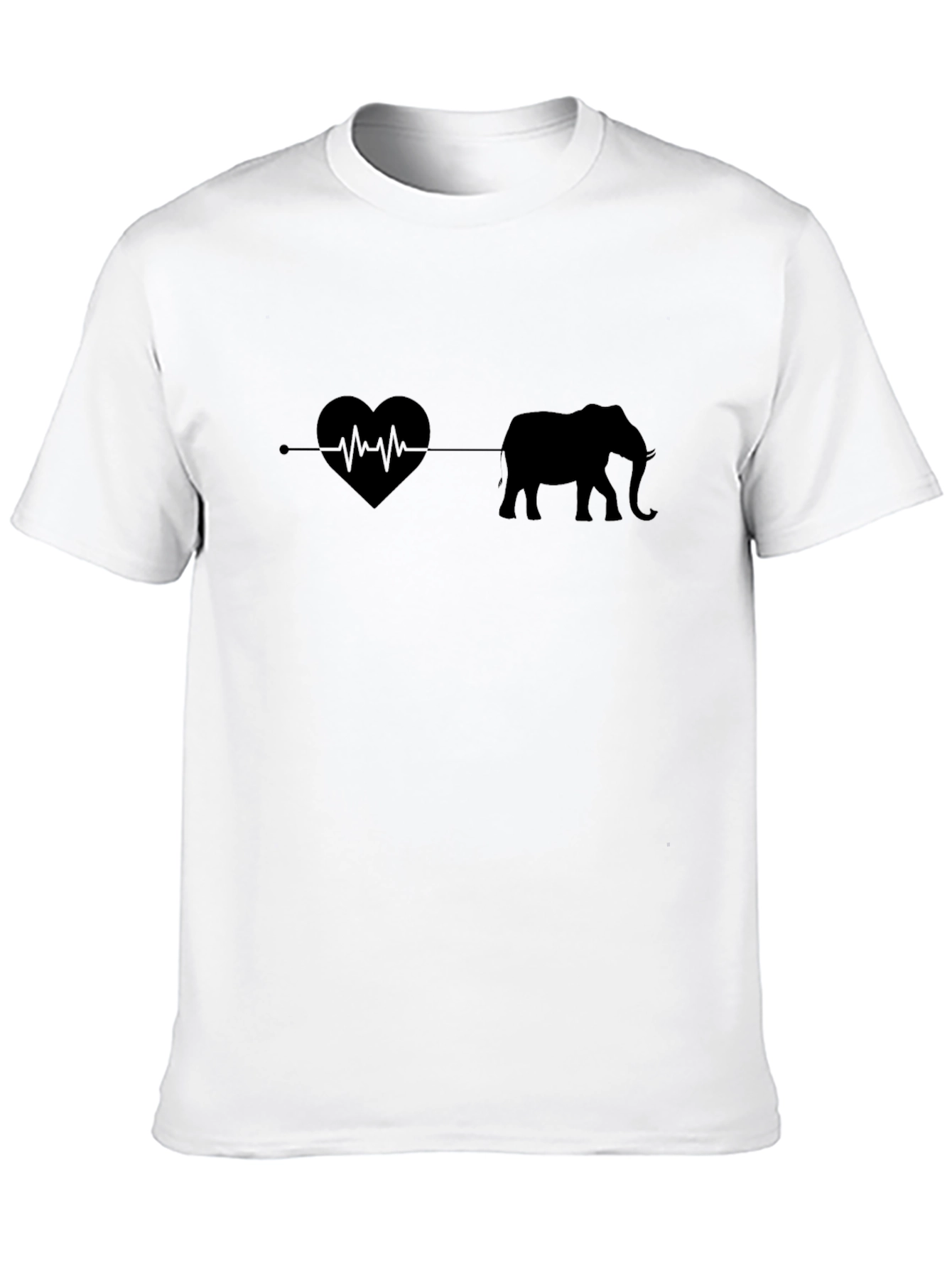 Black Elephant Heartbeat T-Shirt - Black view 10