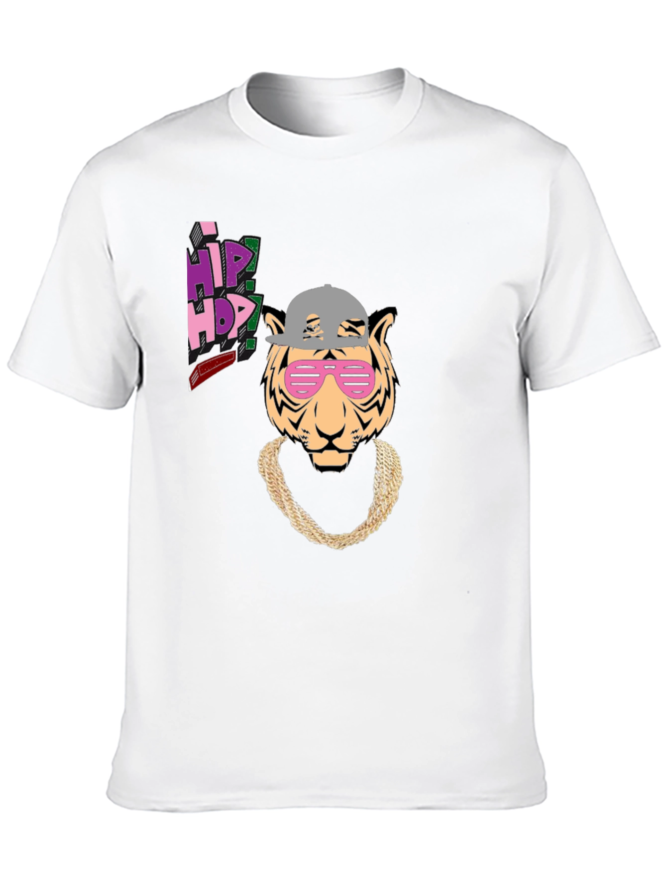 Black Hip Hop Tiger Graphic Tee - Black Cotton T-Shirt view 10