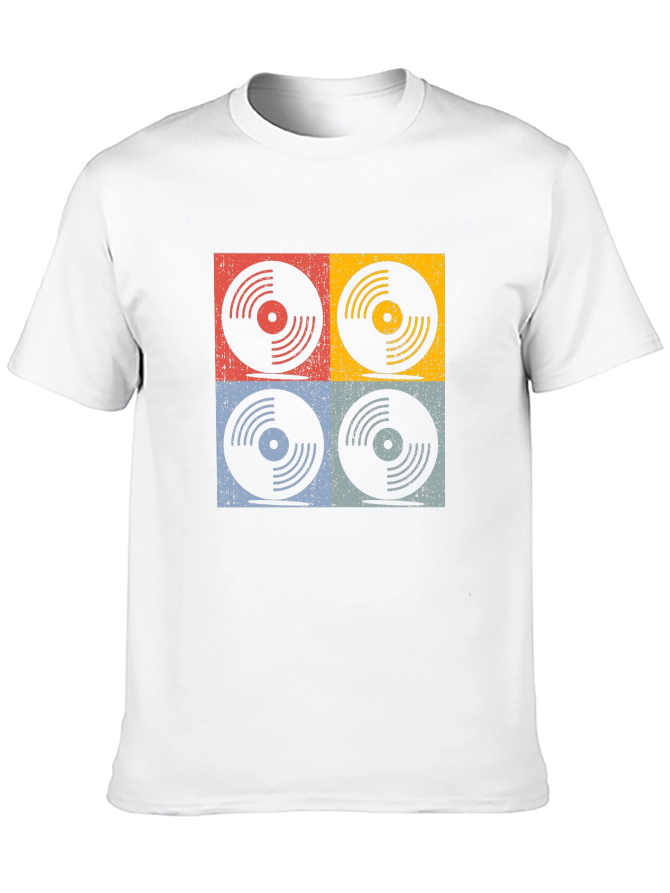 Black Retro Vinyl Record Graphic T-Shirt - Four Panel Design view 10
