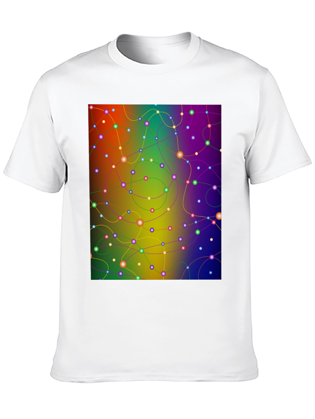 Black Abstract Network Tee - Colorful Connection Shirt view 10