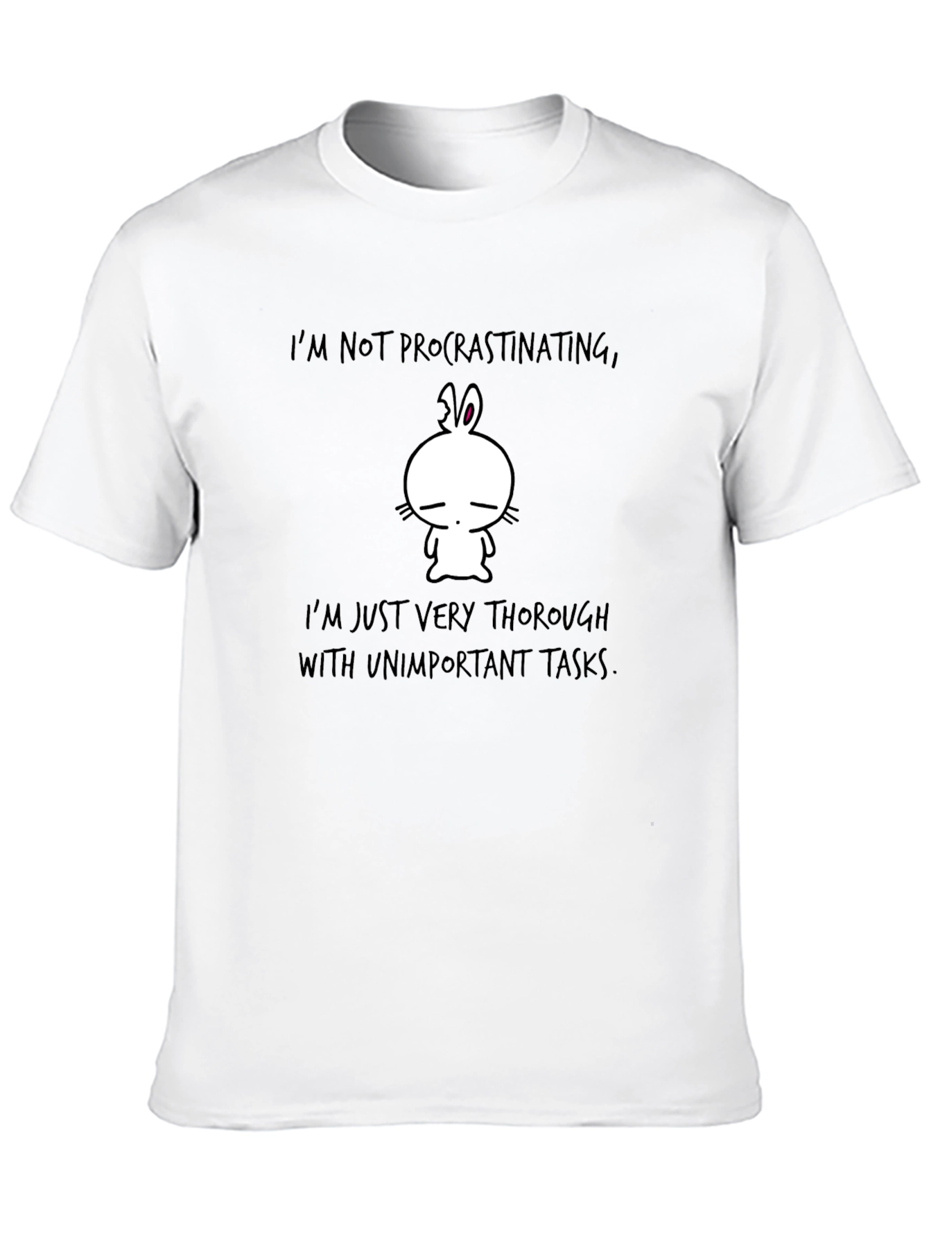Black Procrastination Funny Bunny Men's Black T-Shirt view 10
