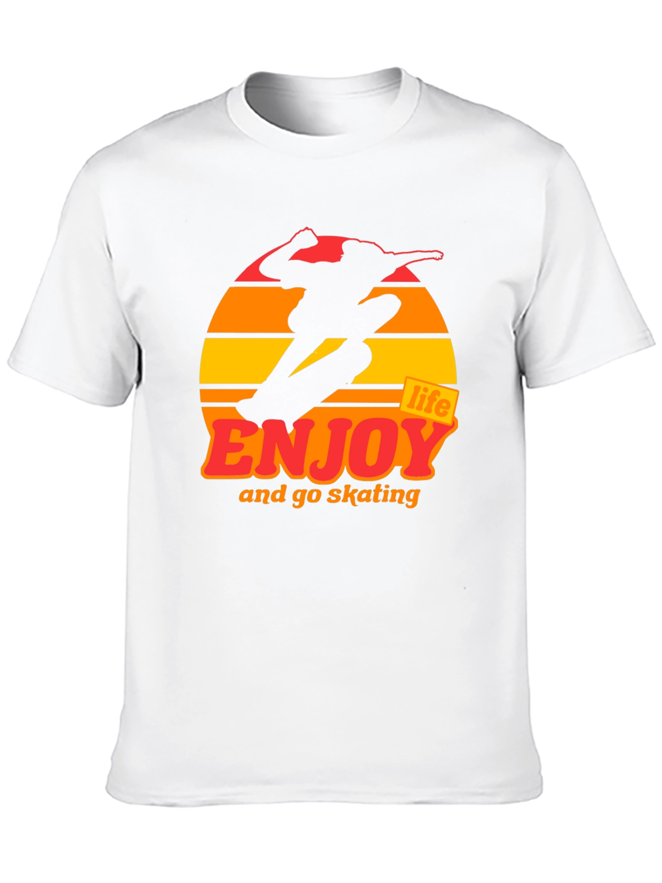 Black Enjoy Life Skateboarding T-Shirt - Retro Sunset Design view 10