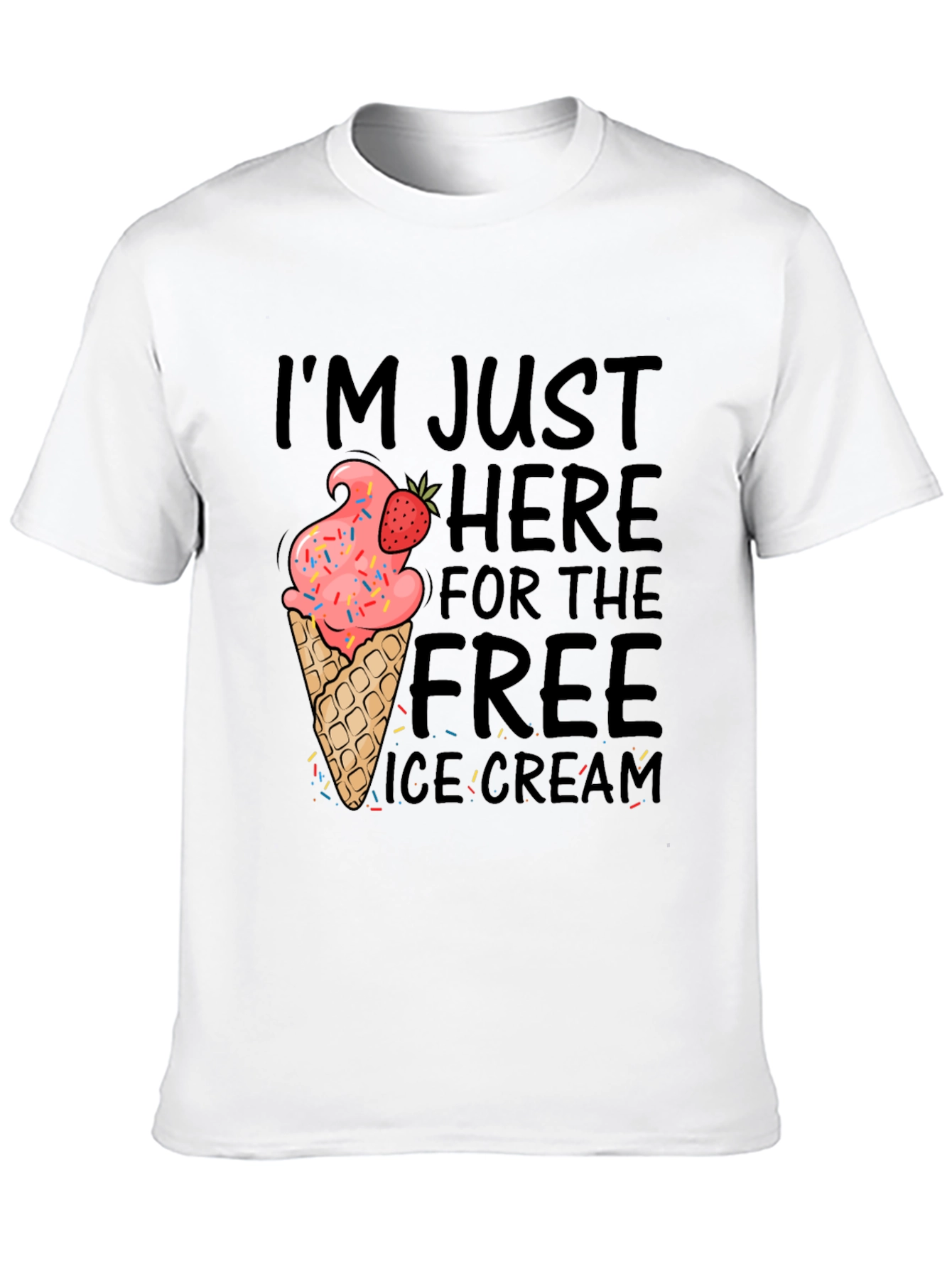 Black Free Ice Cream T-Shirt Funny Novelty Graphic Tee view 10
