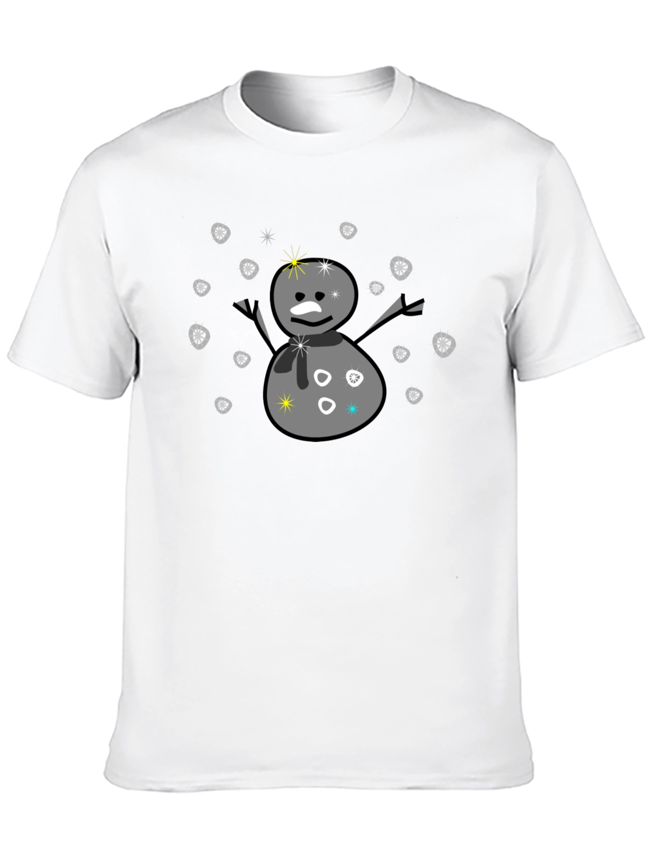 Black Snowman Graphic Tee - Black Cotton Blend T-Shirt view 10