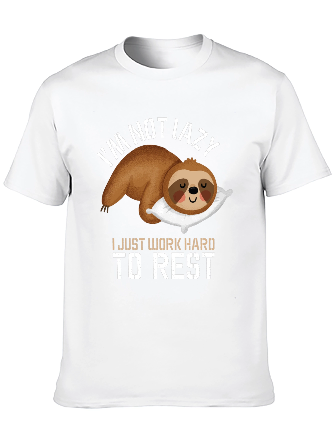 Black Funny Sloth T-Shirt - I Work Hard To Rest view 10