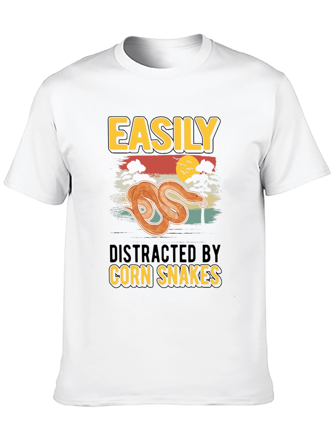 Black Easily Distracted by Corn Snakes T-Shirt view 10