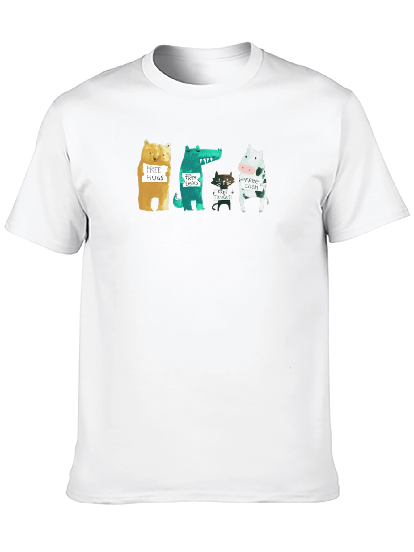 Black Animal Humor Graphic Tee - Free Hugs, Tears, Tongue, Cash! view 10