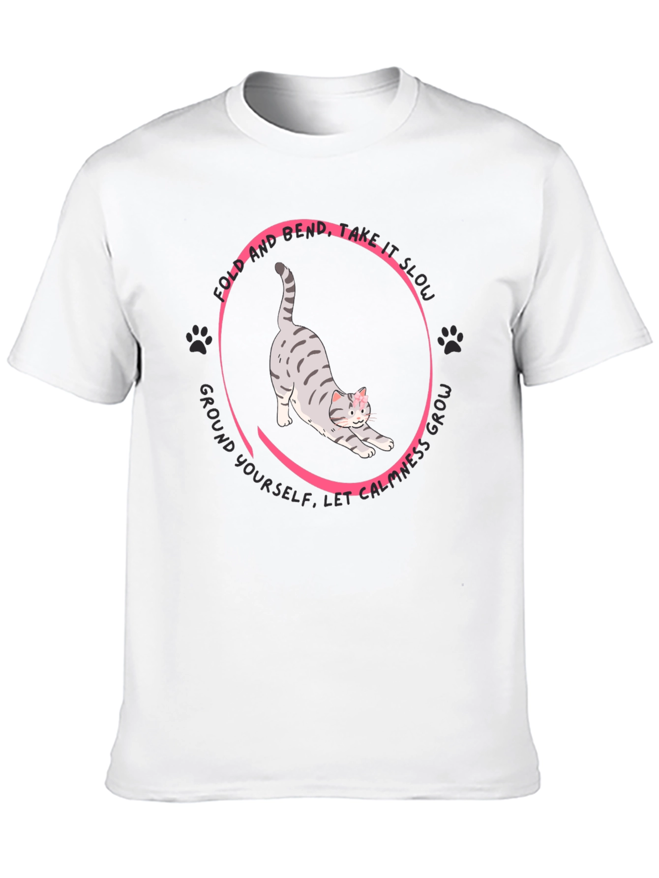 Black Yoga Cat Graphic T-Shirt - Fold, Bend, Relax view 10