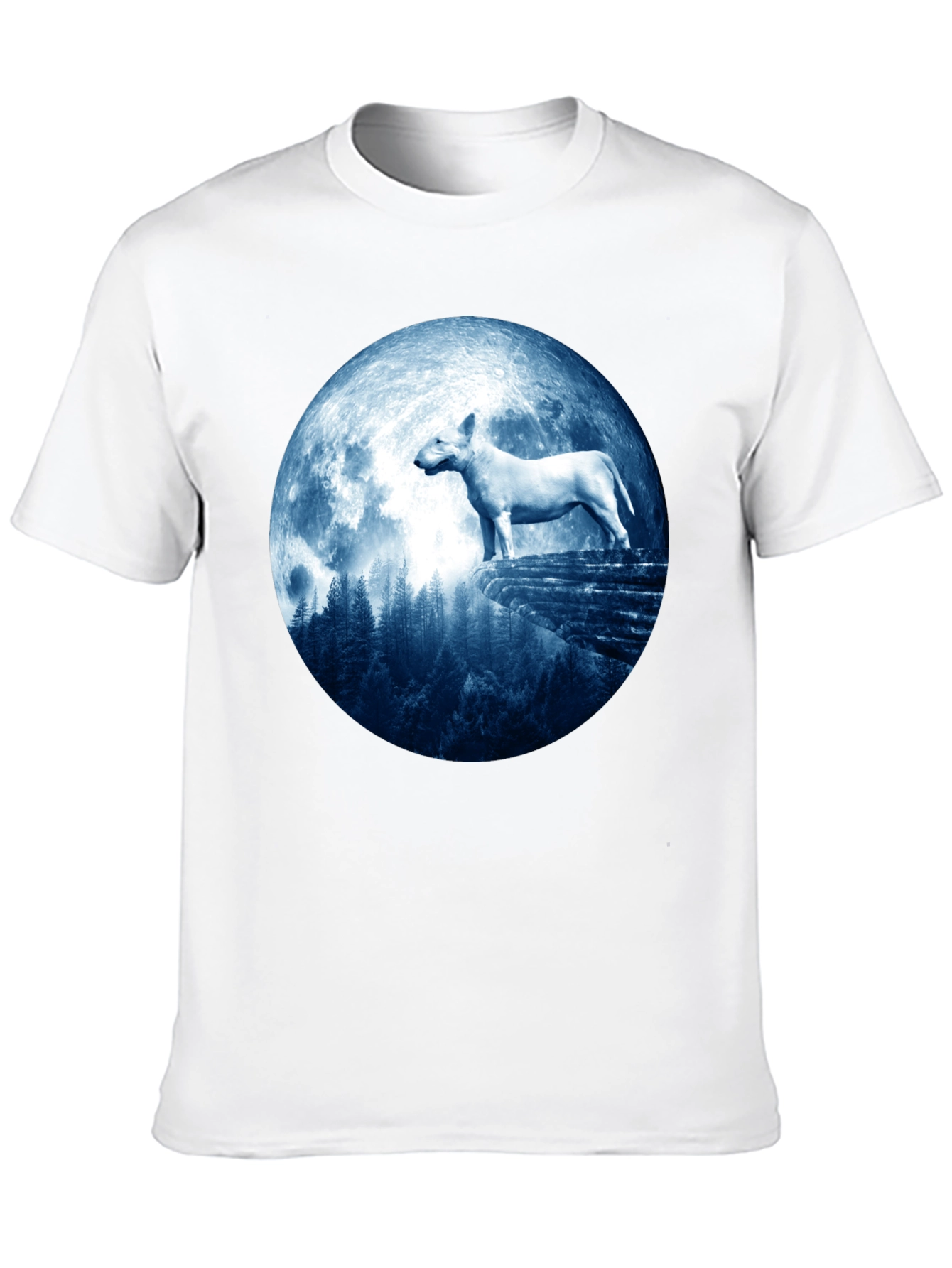 Black Bull Terrier Moon Men's Black T-Shirt view 10