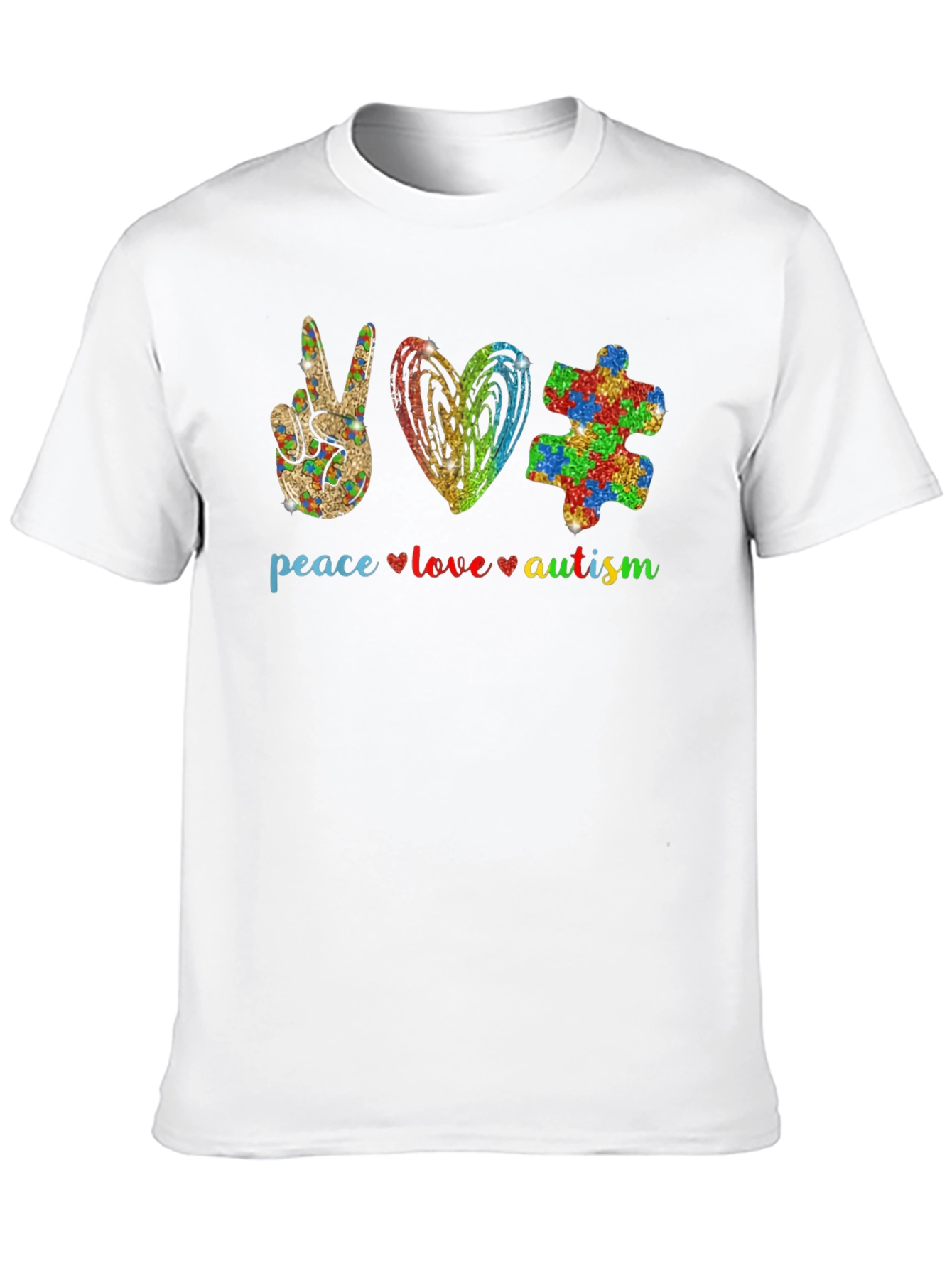 Black Peace Love Autism T-Shirt view 10